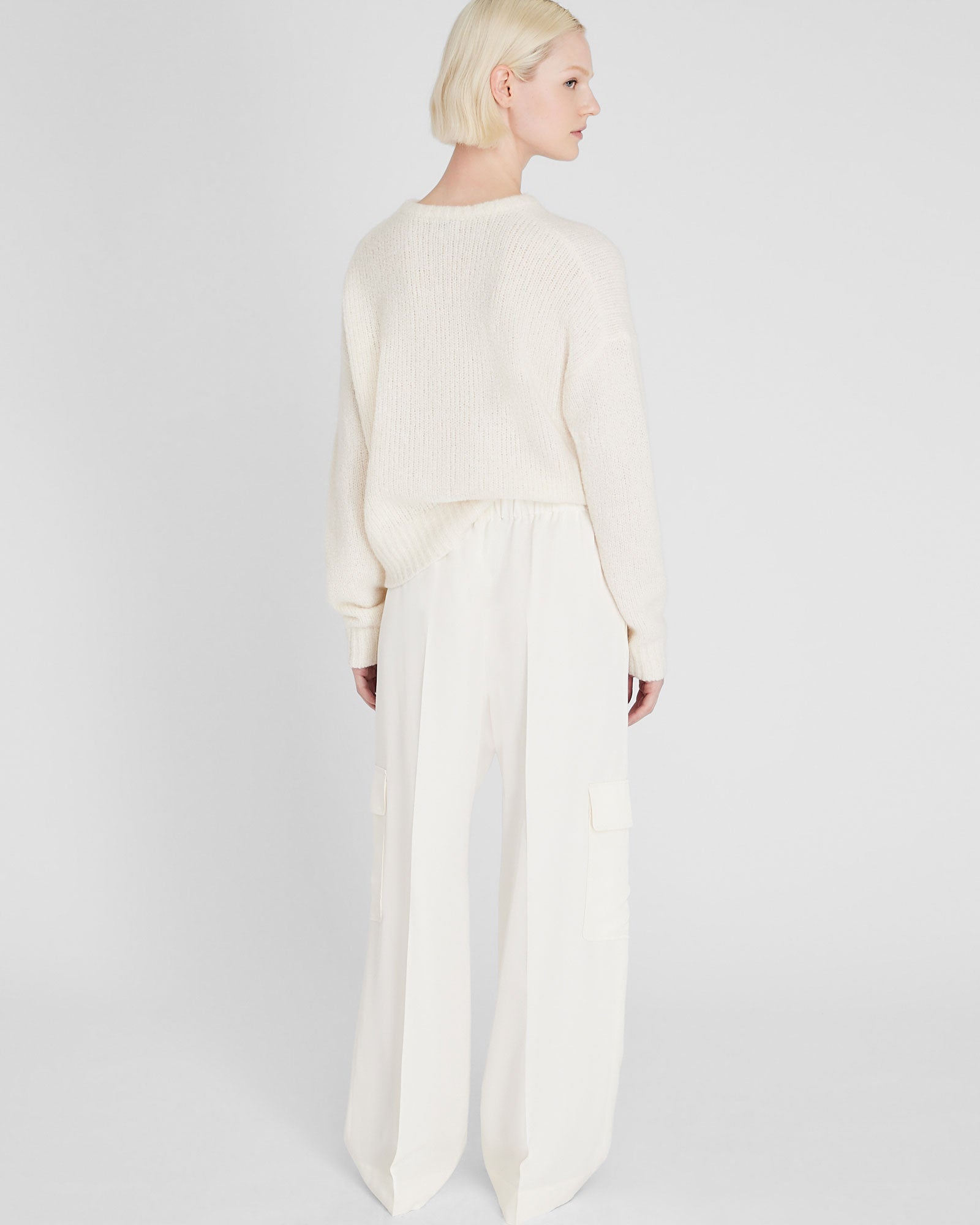 CLUB MONACO - Pantalon cargo en soie - Blanc Cassé