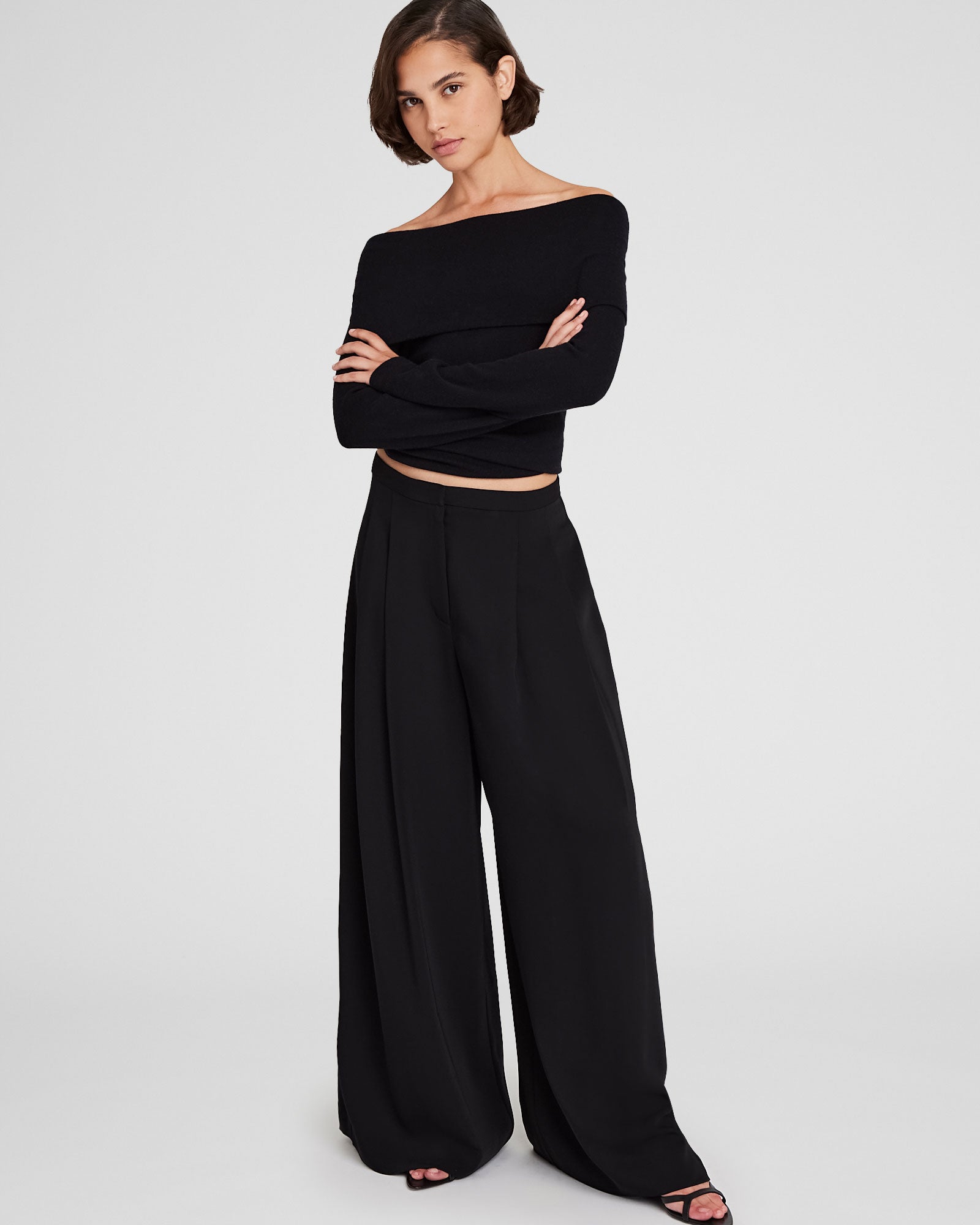 CLUB MONACO - Wide Leg Fluid Trouser - Black
