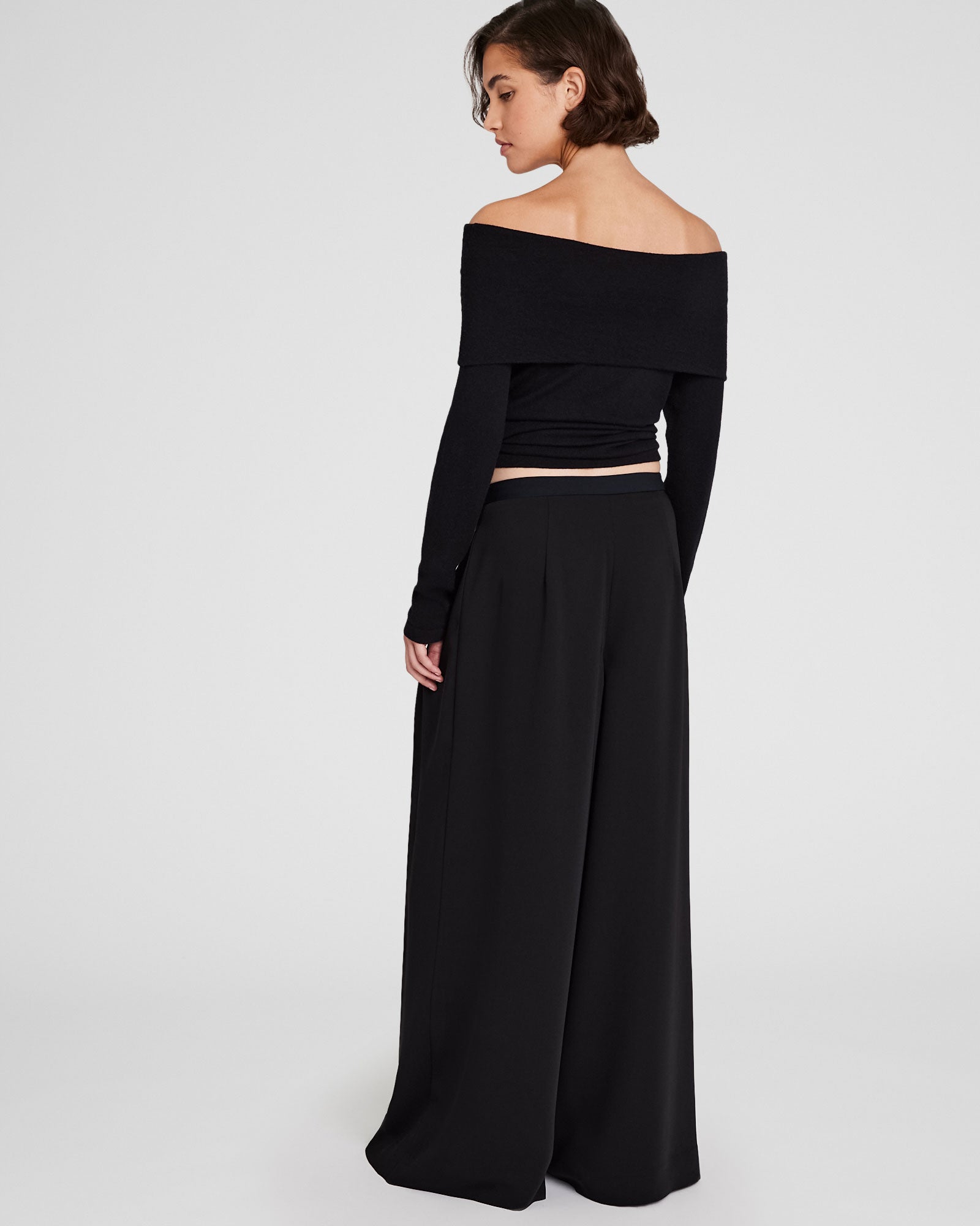 CLUB MONACO - Wide Leg Fluid Trouser - Black