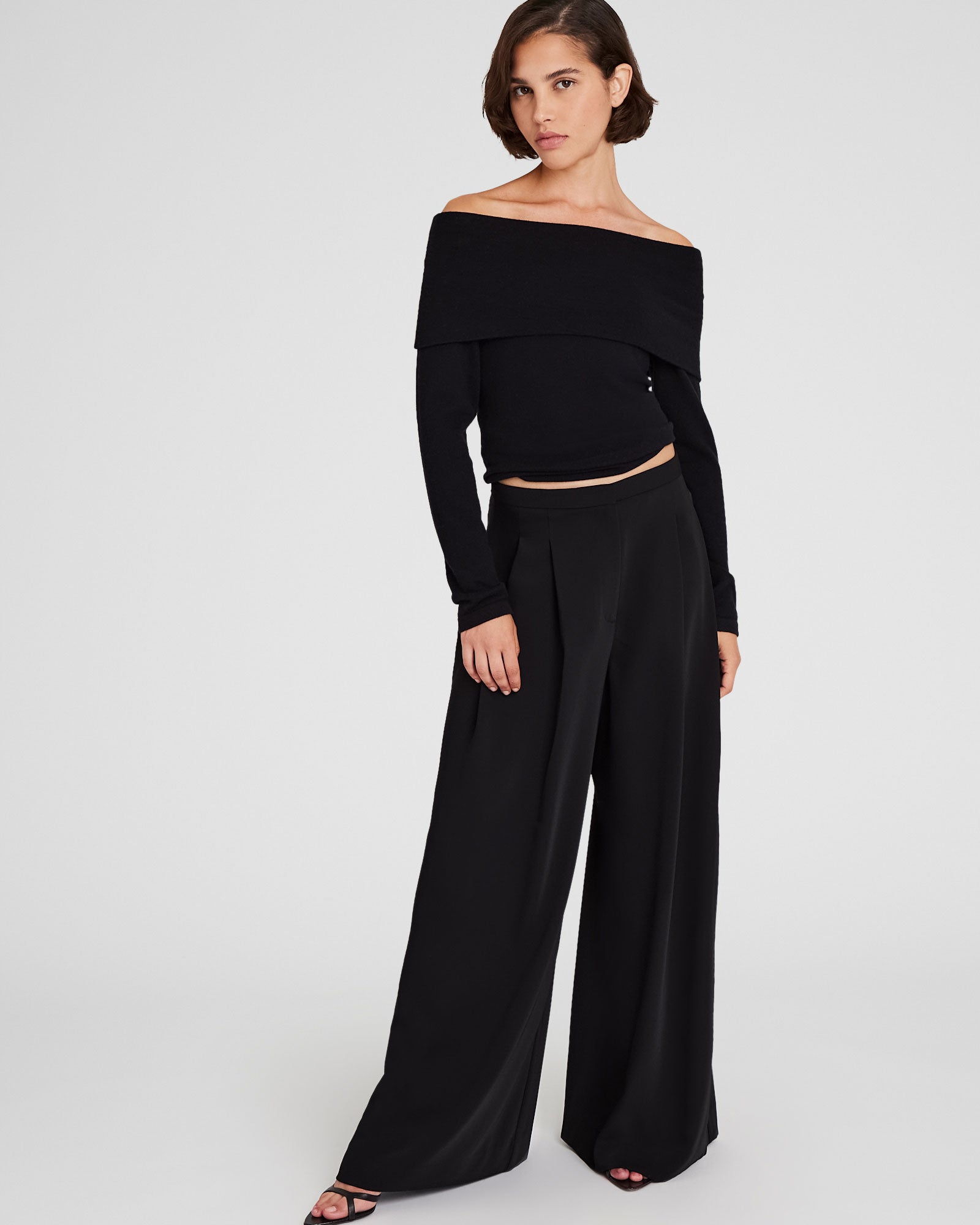 CLUB MONACO - Wide Leg Fluid Trouser - Black