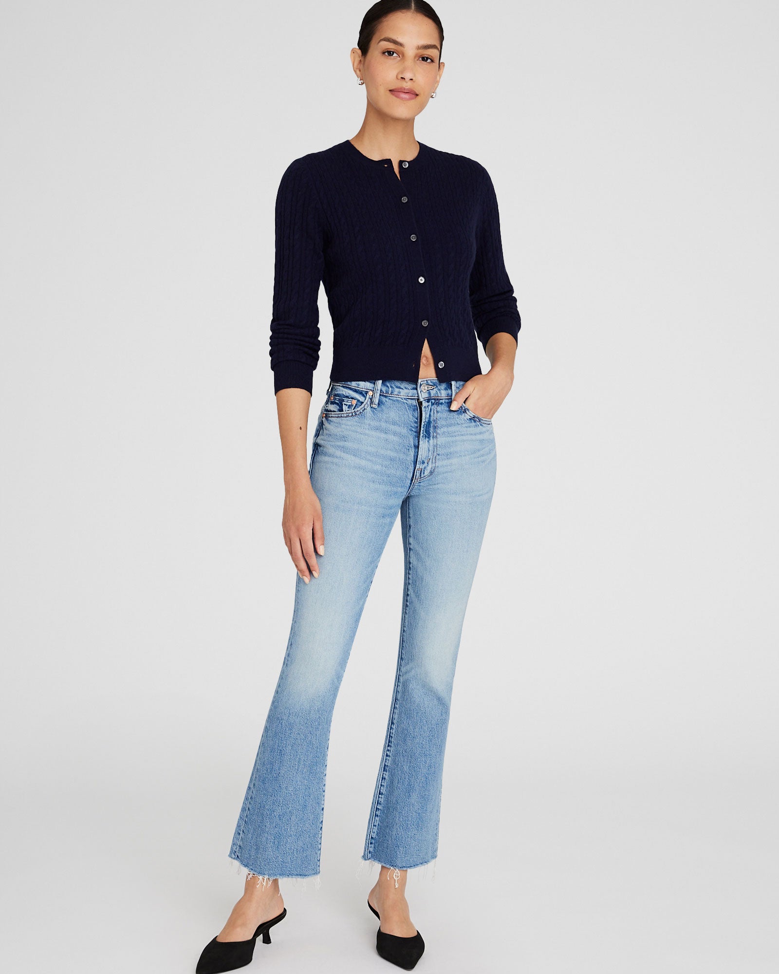 CLUB MONACO - MOTHER The Outsider Flood Fray Jeans - Denim