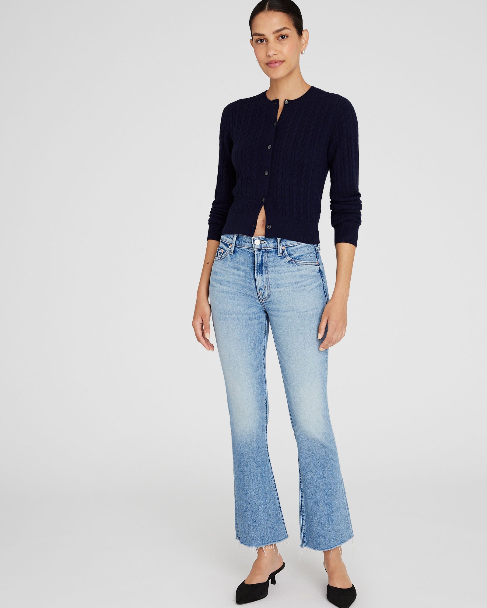 CLUB MONACO - MOTHER The Outsider Flood Fray Jeans - Denim