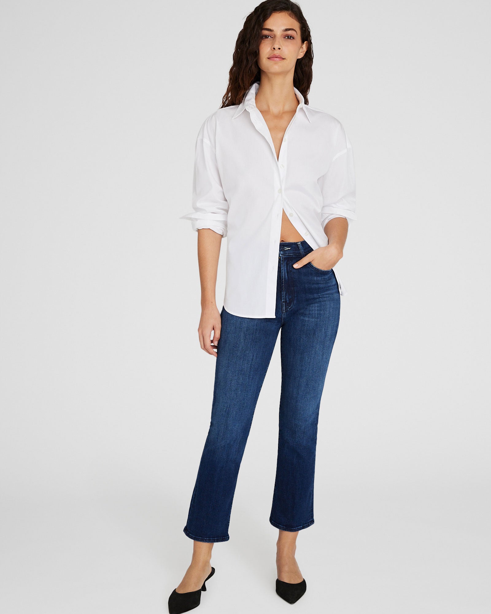 CLUB MONACO - MOTHER The Hustler Ankle Jeans - Dark Blue