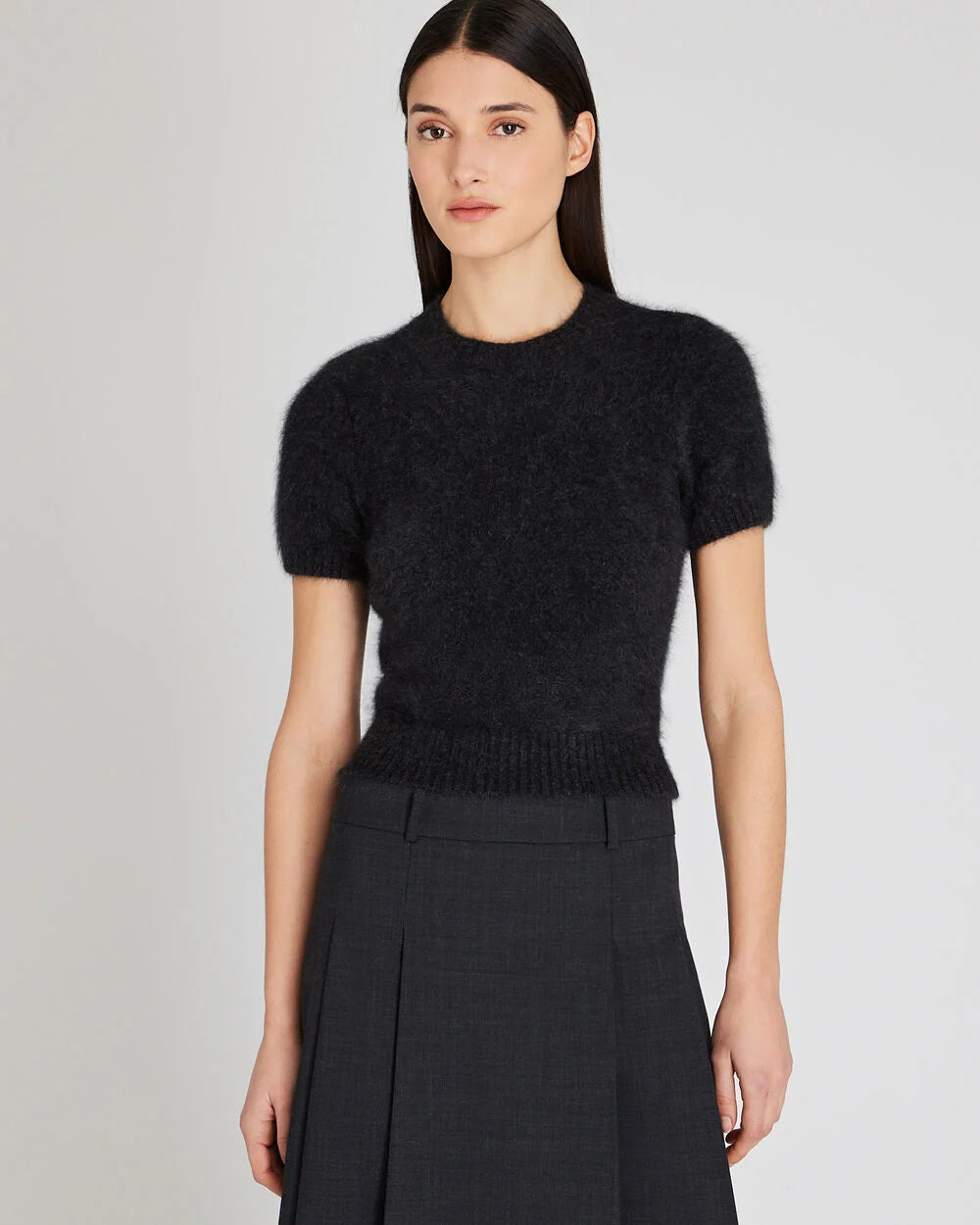 CLUB MONACO - Pull à manches courtes en cachemire brossé - Anthracite