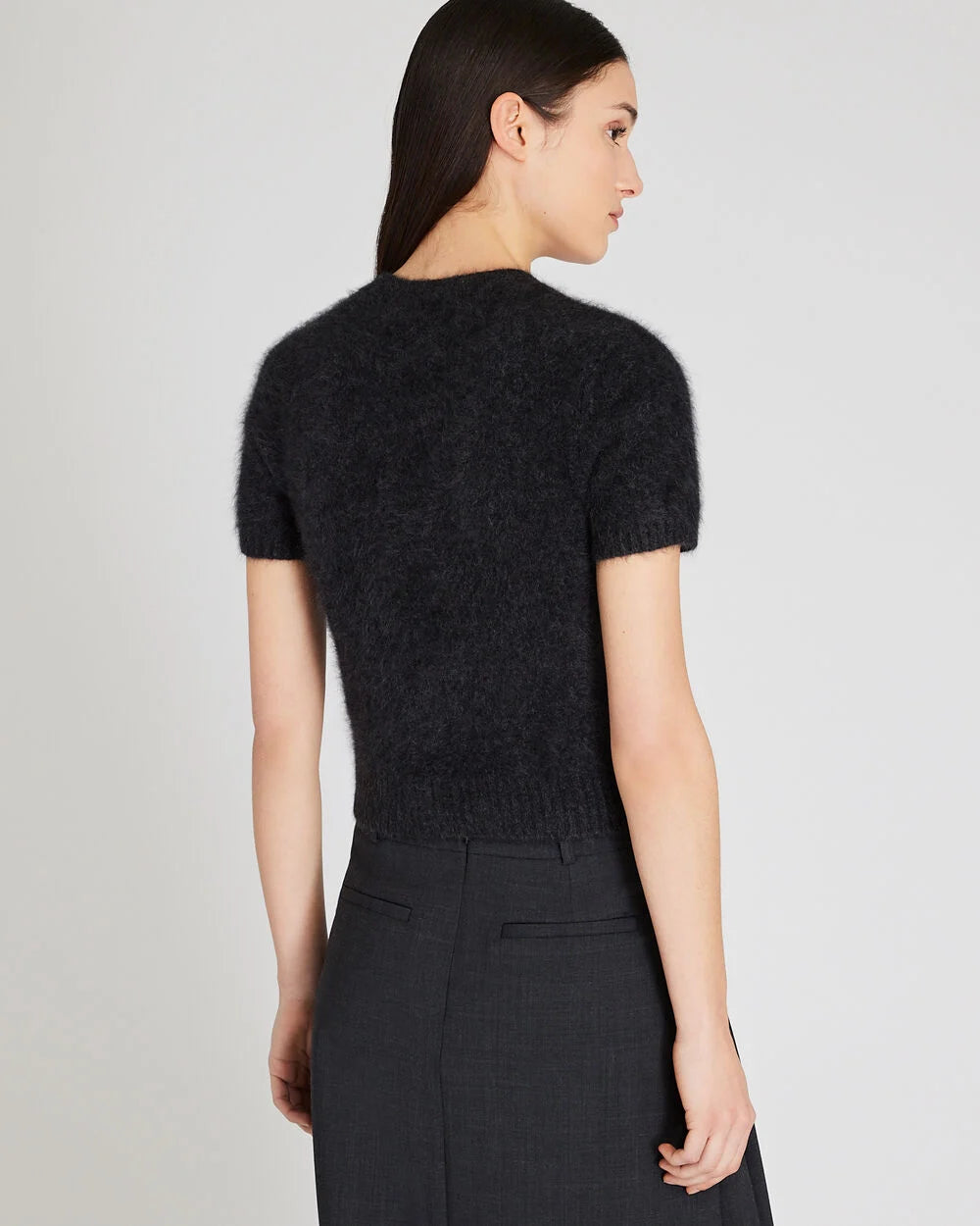 CLUB MONACO - Pull à manches courtes en cachemire brossé - Anthracite
