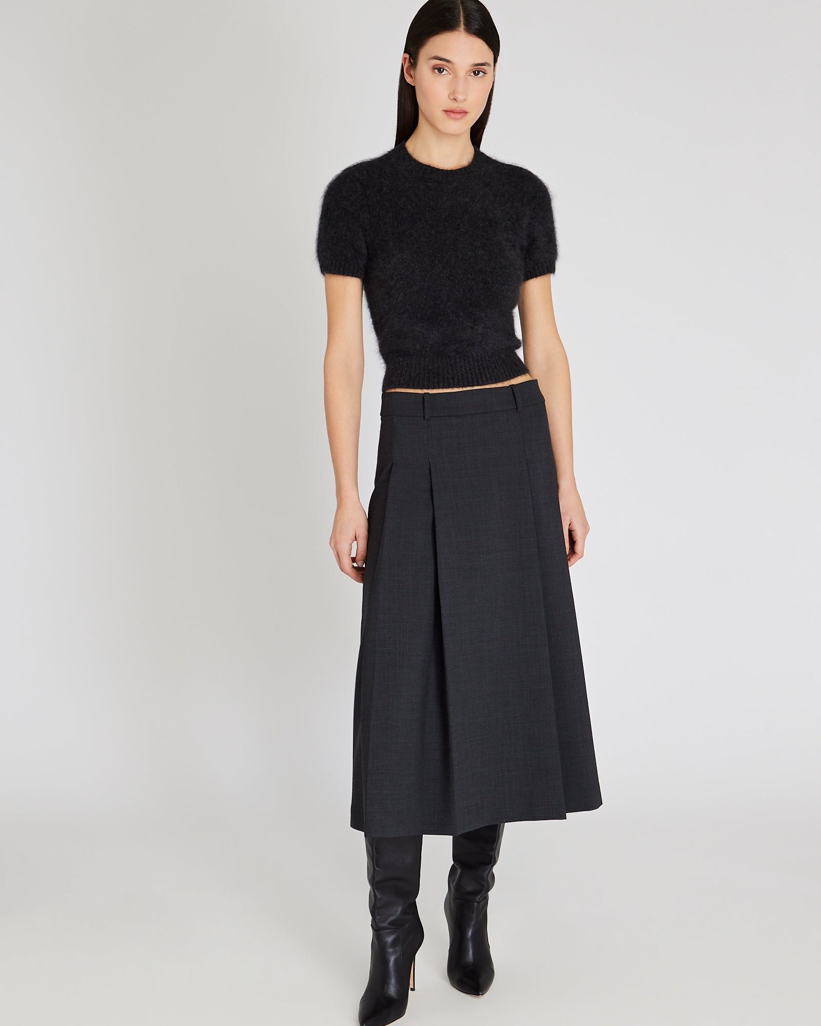 CLUB MONACO - Pull à manches courtes en cachemire brossé - Anthracite