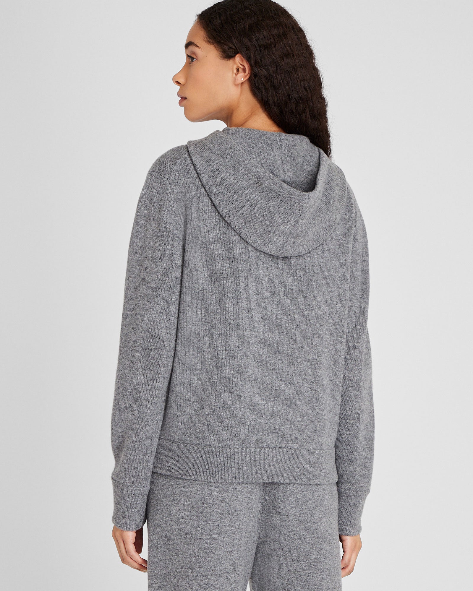 CLUB MONACO - Cashmere Blend Full-Zip Hoodie - Medium Heather Grey