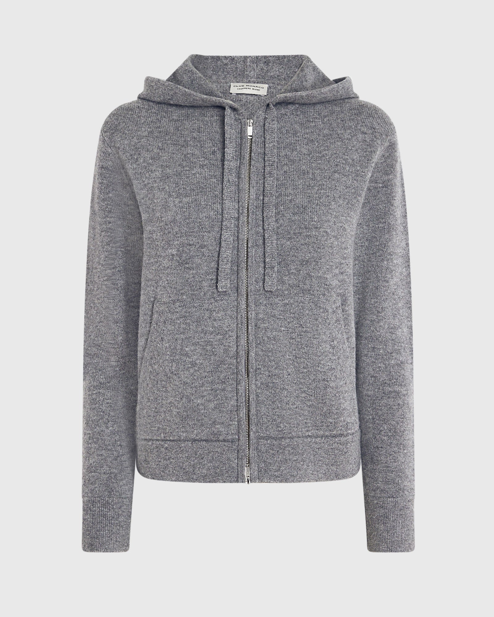 CLUB MONACO - Cashmere Blend Full-Zip Hoodie - Medium Heather Grey