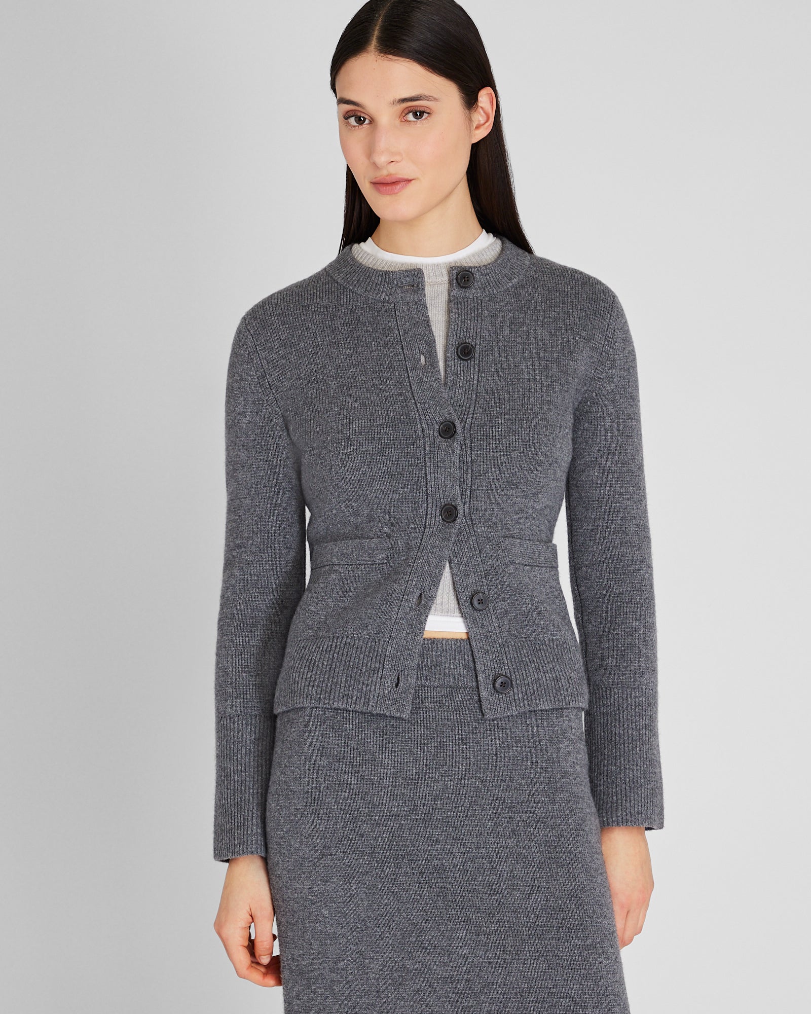 CLUB MONACO - Cardigan en laine et cachemire à mailles milanaises - Anthracite