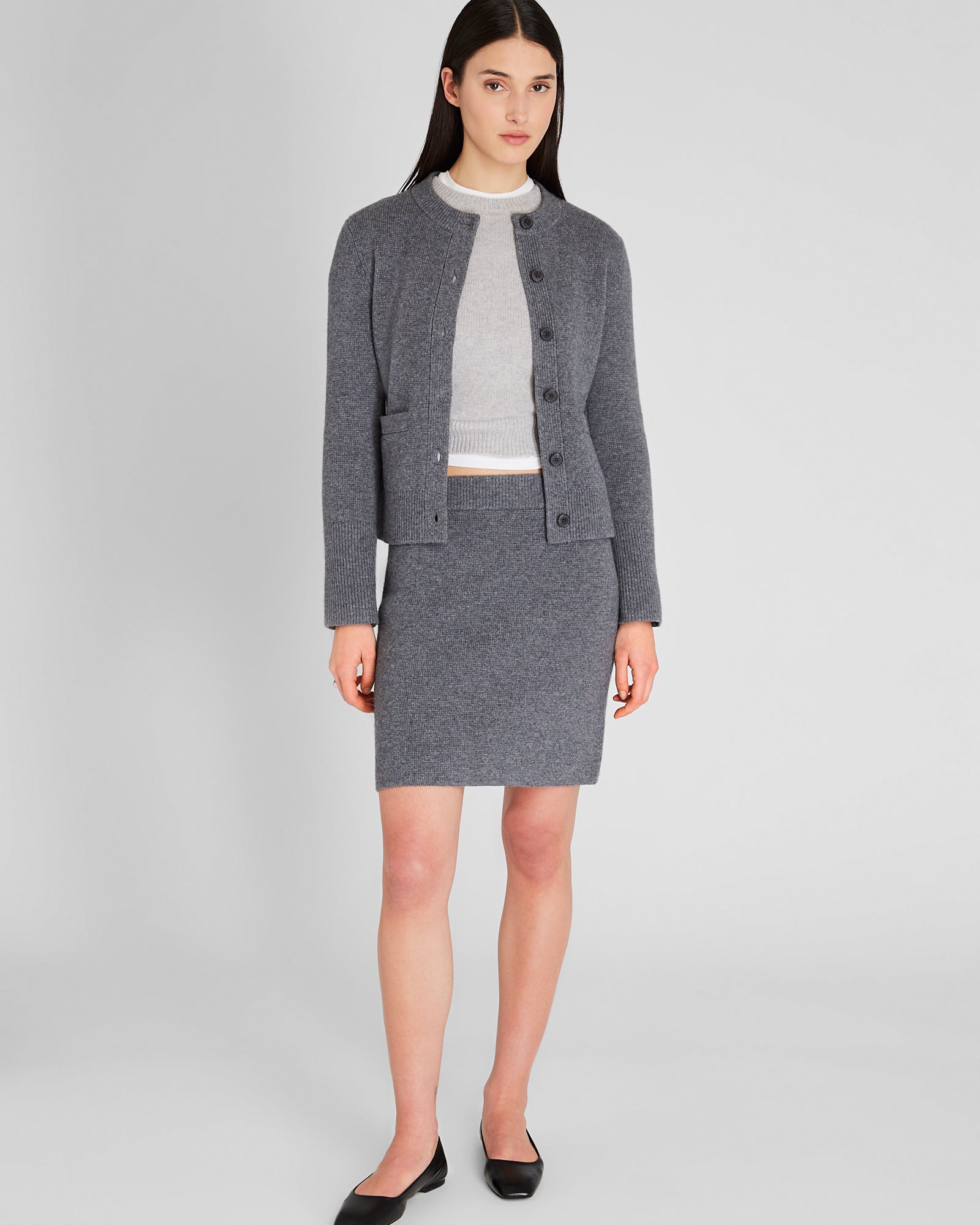 CLUB MONACO - Cardigan en laine et cachemire à mailles milanaises - Anthracite