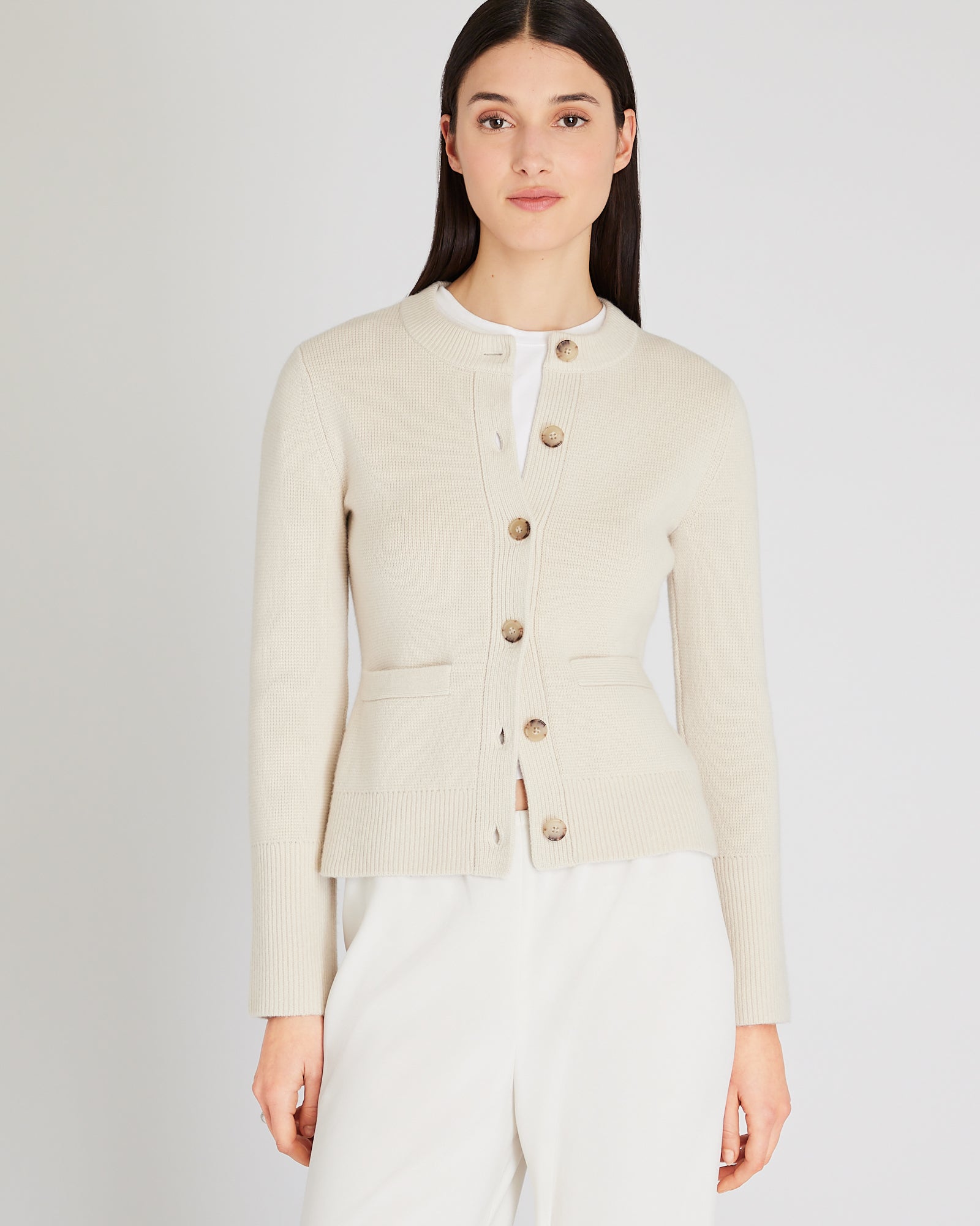 CLUB MONACO - Cardigan en laine et cachemire à mailles milanaises - Sable chaud