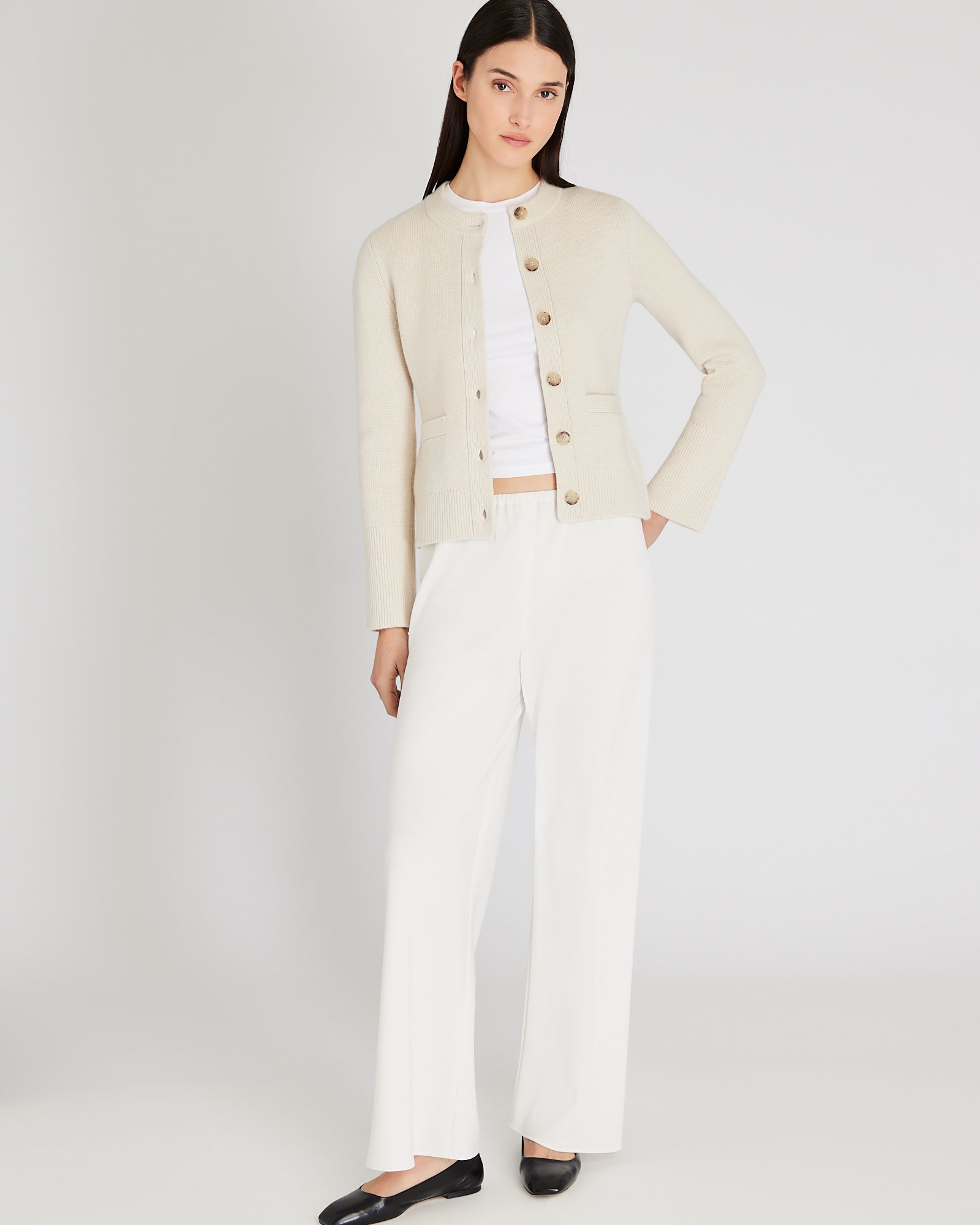 CLUB MONACO - Cardigan en laine et cachemire à mailles milanaises - Sable chaud