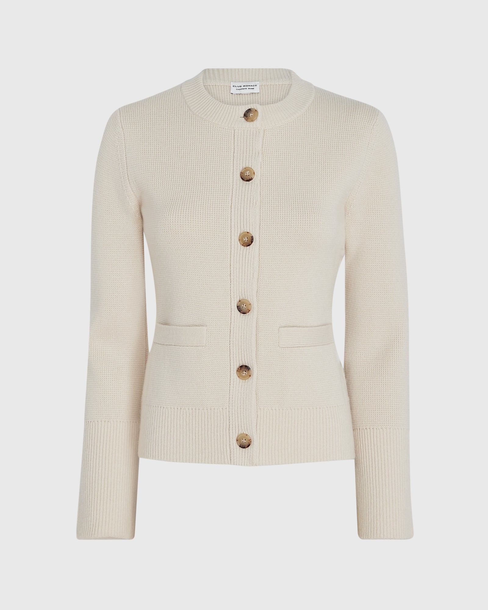 CLUB MONACO - Cardigan en laine et cachemire à mailles milanaises - Sable chaud