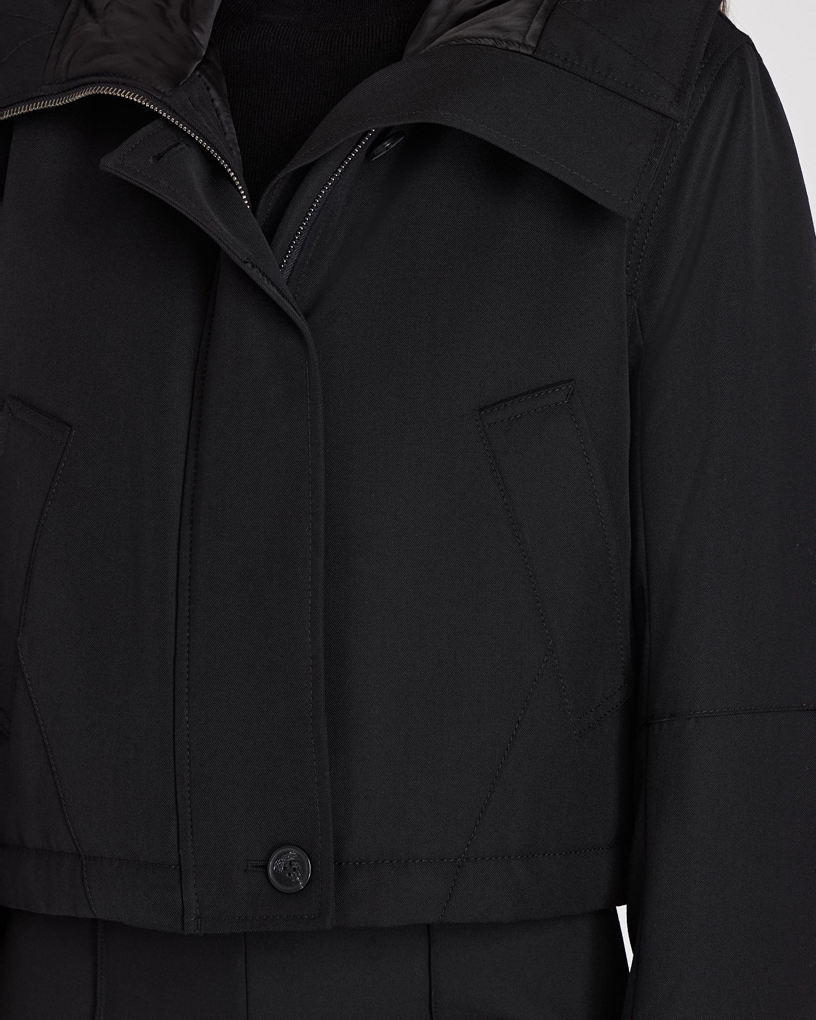 CLUB MONACO - Cropped Wool Blend Parka - Black
