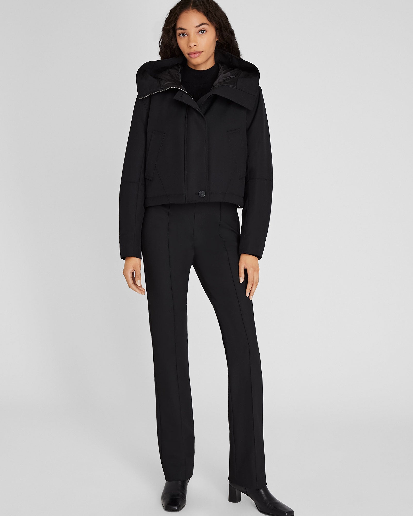 CLUB MONACO - Cropped Wool Blend Parka - Black