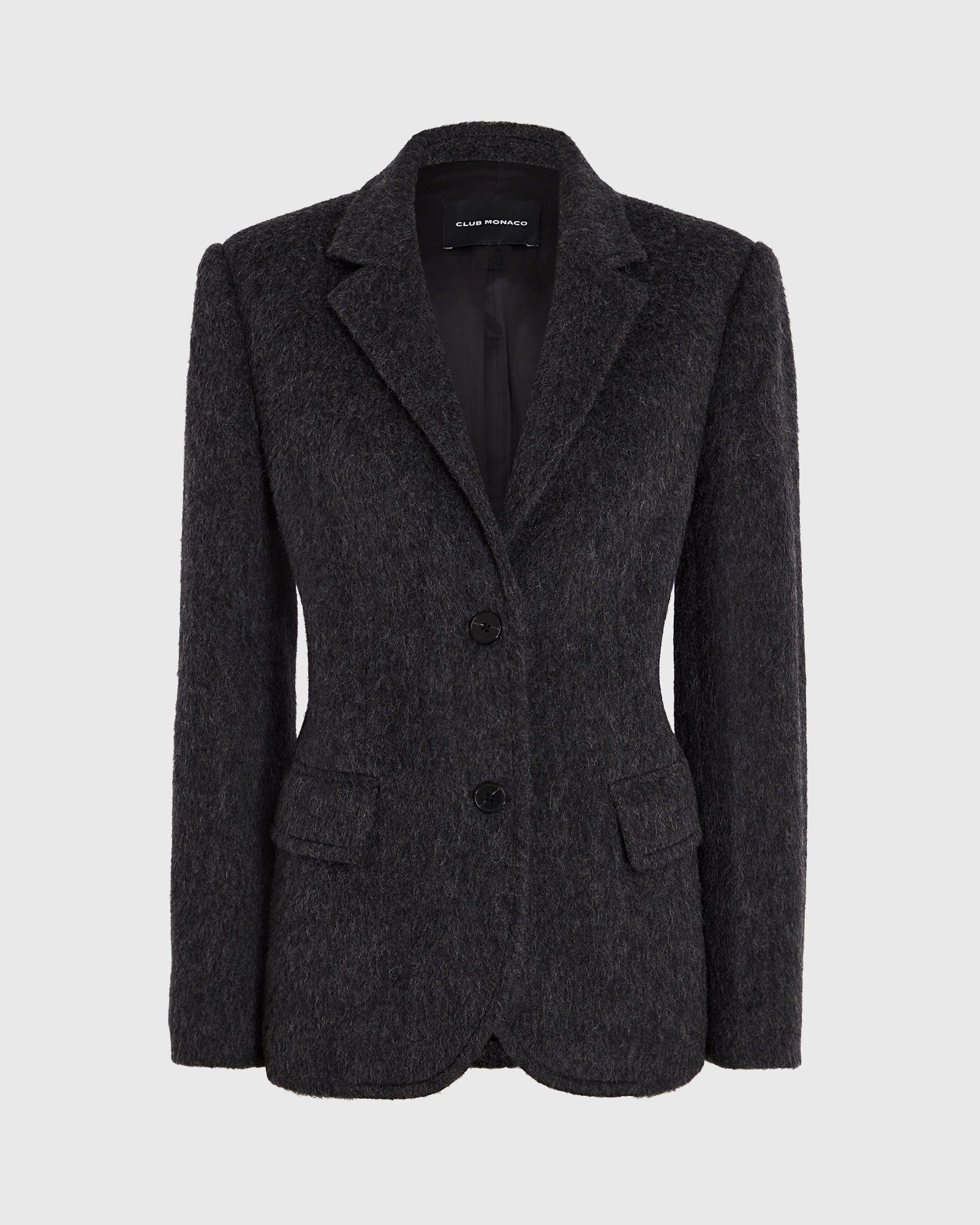 CLUB MONACO - Plush Single-Breasted Wool Blazer - Dark Grey Mix