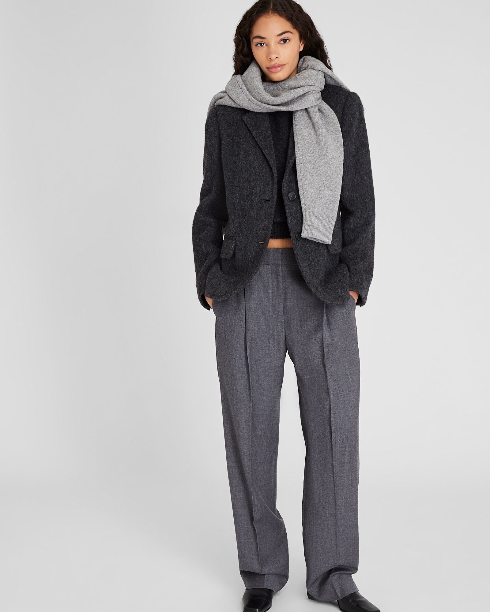CLUB MONACO - Plush Single-Breasted Wool Blazer - Dark Grey Mix