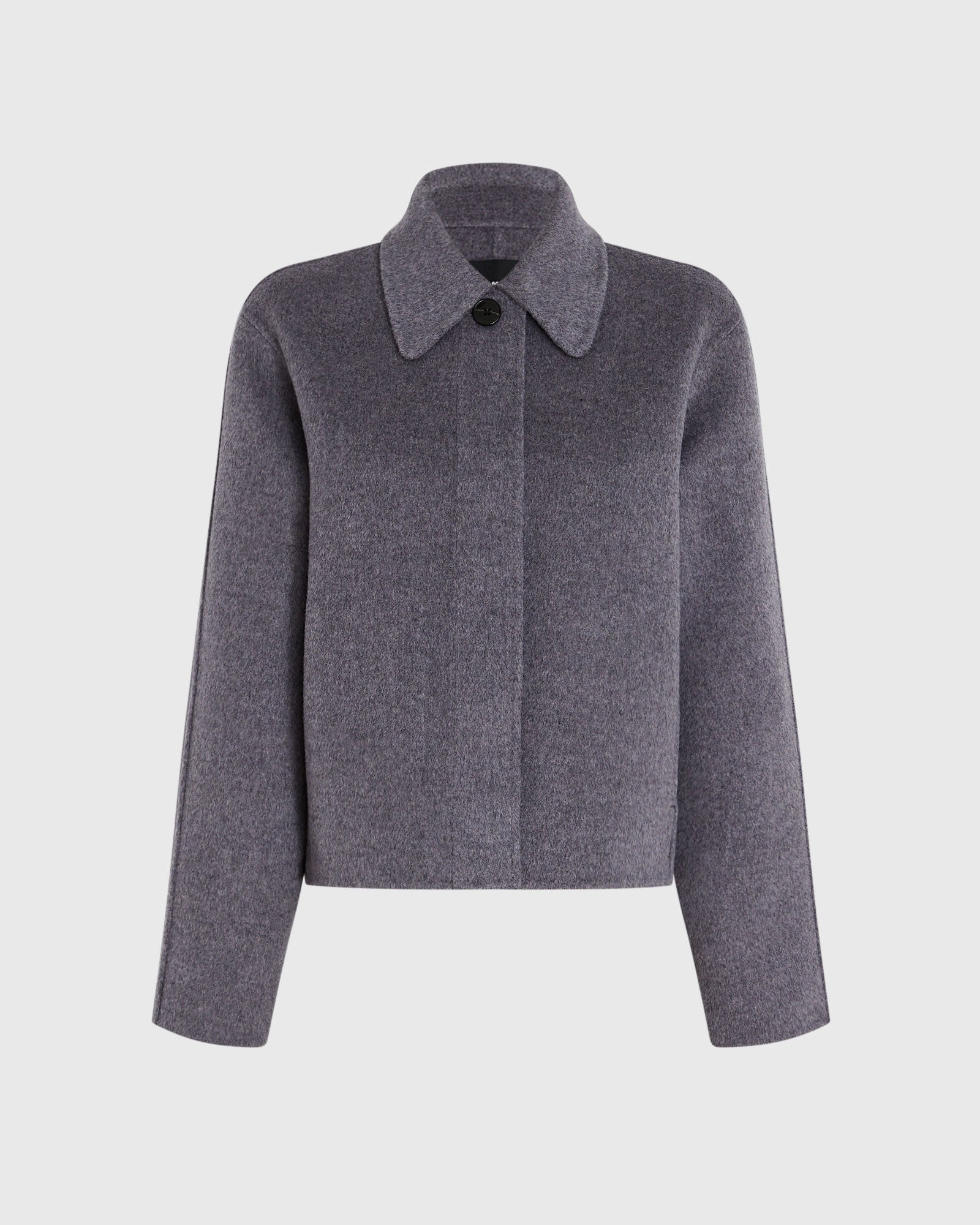 CLUB MONACO - Cropped Double-Faced Wool Blend Jacket - Med Grey Mix