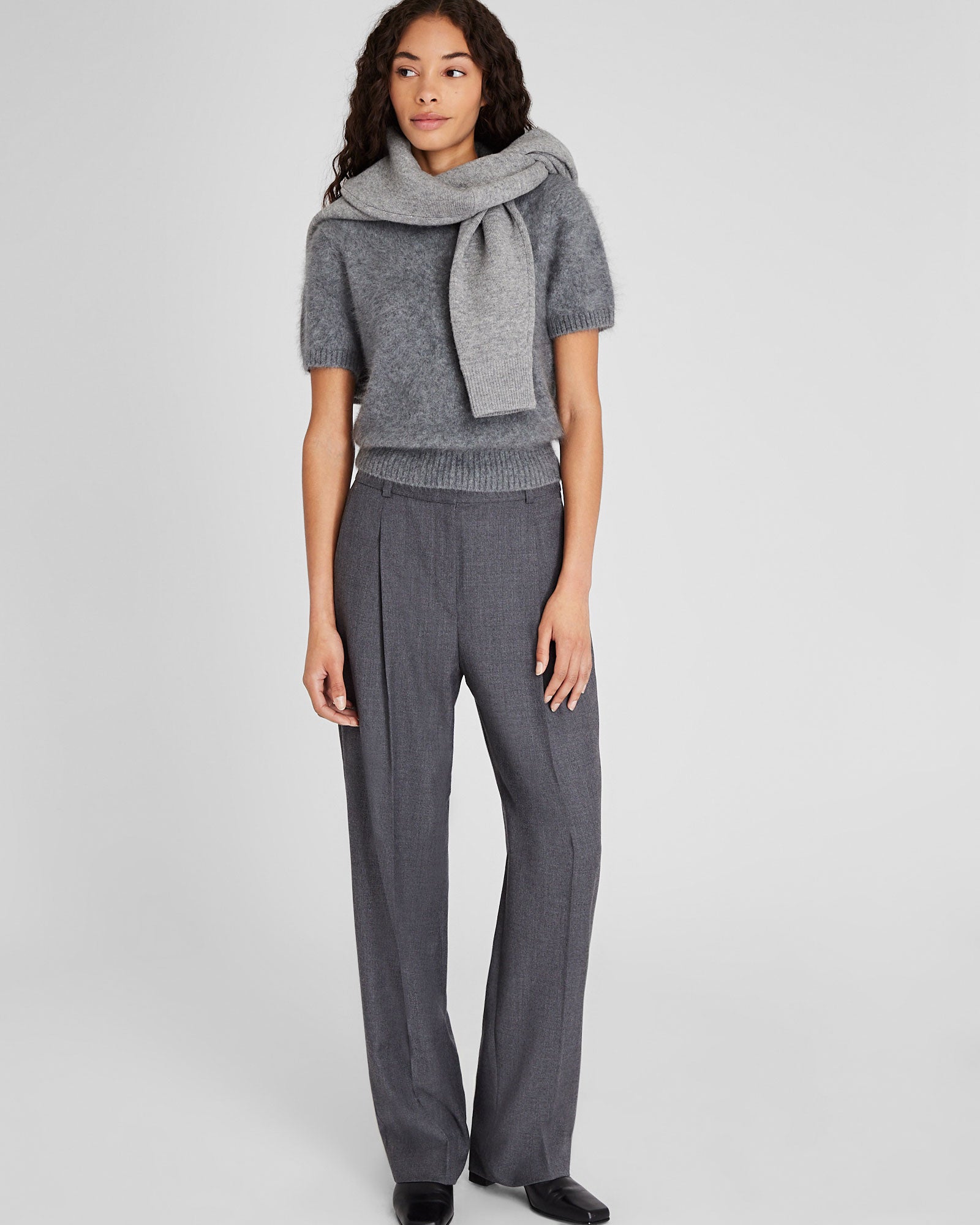 CLUB MONACO - Wool Flannel Trouser - Dark Grey Mix