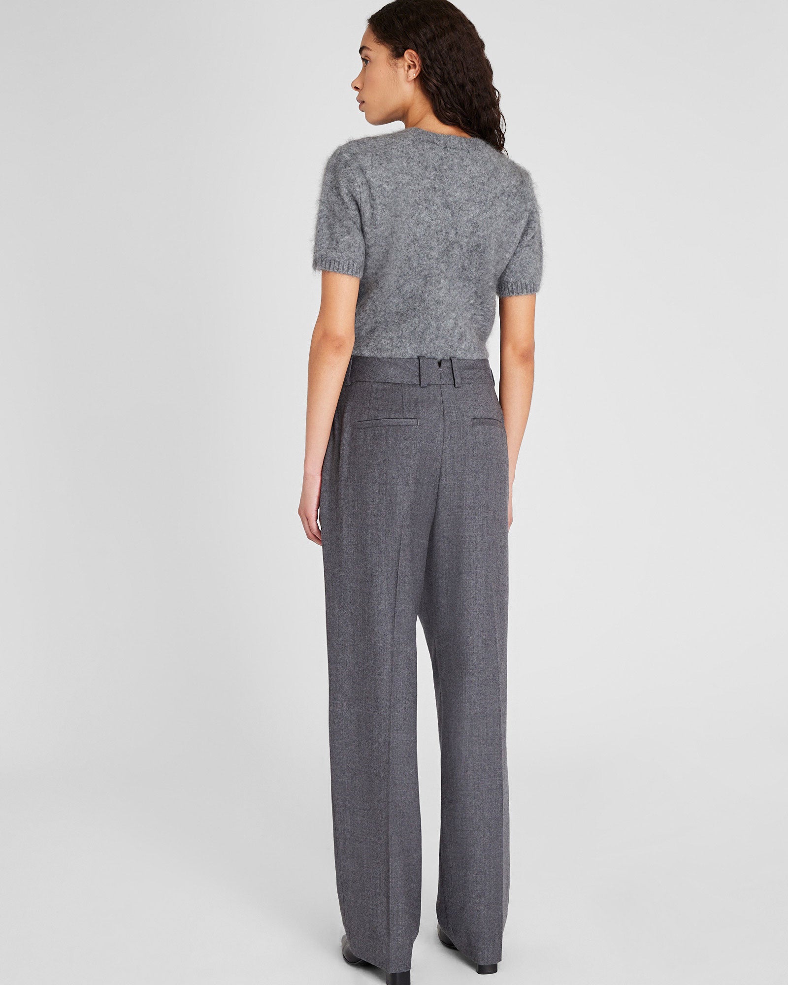 CLUB MONACO - Wool Flannel Trouser - Dark Grey Mix