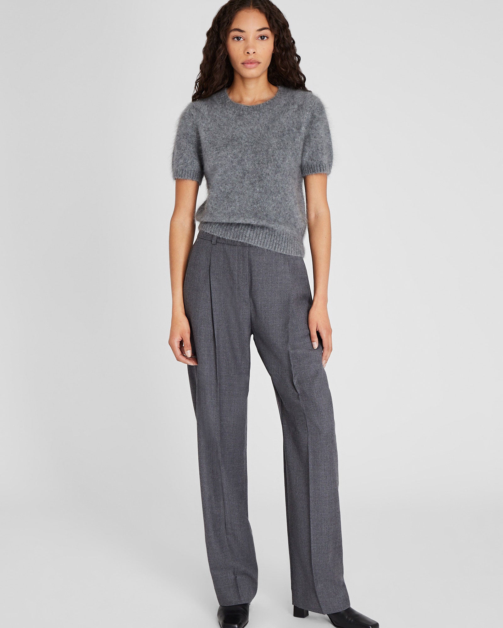 CLUB MONACO - Wool Flannel Trouser - Dark Grey Mix