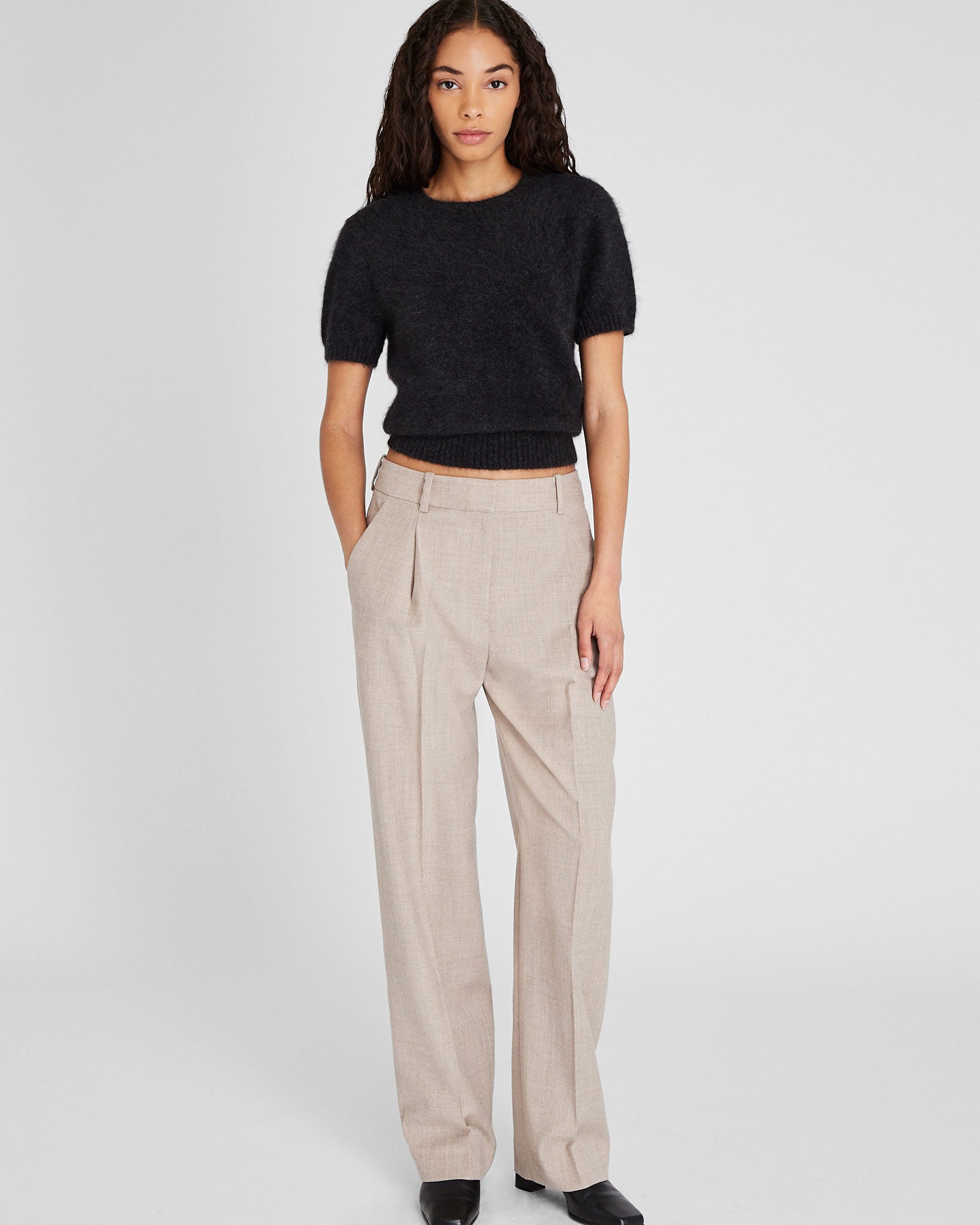 CLUB MONACO - Pantalon en flanelle de laine - Colombe d'argent
