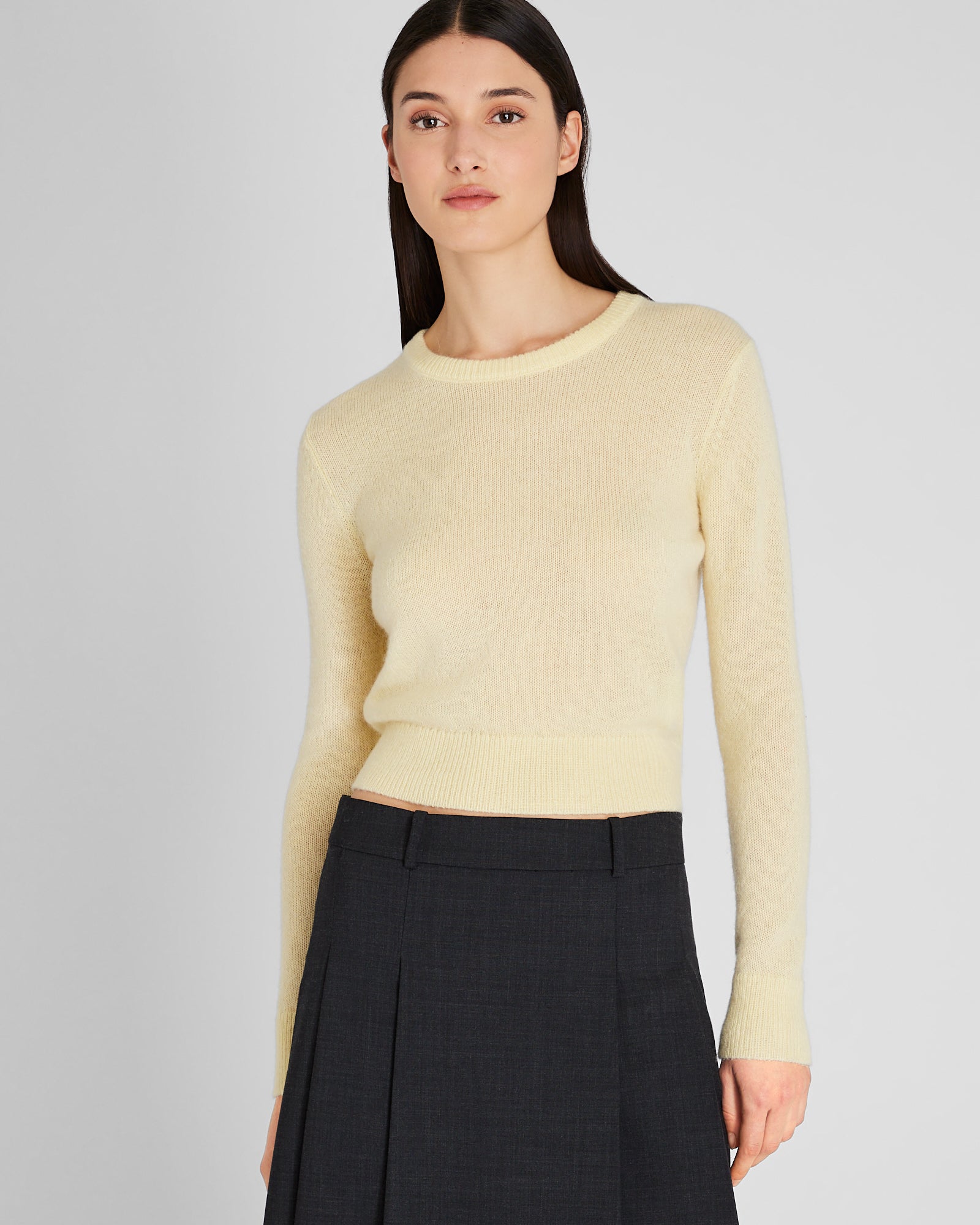 CLUB MONACO - Pull ras du cou en mélange de mohair - Jaune Pâle