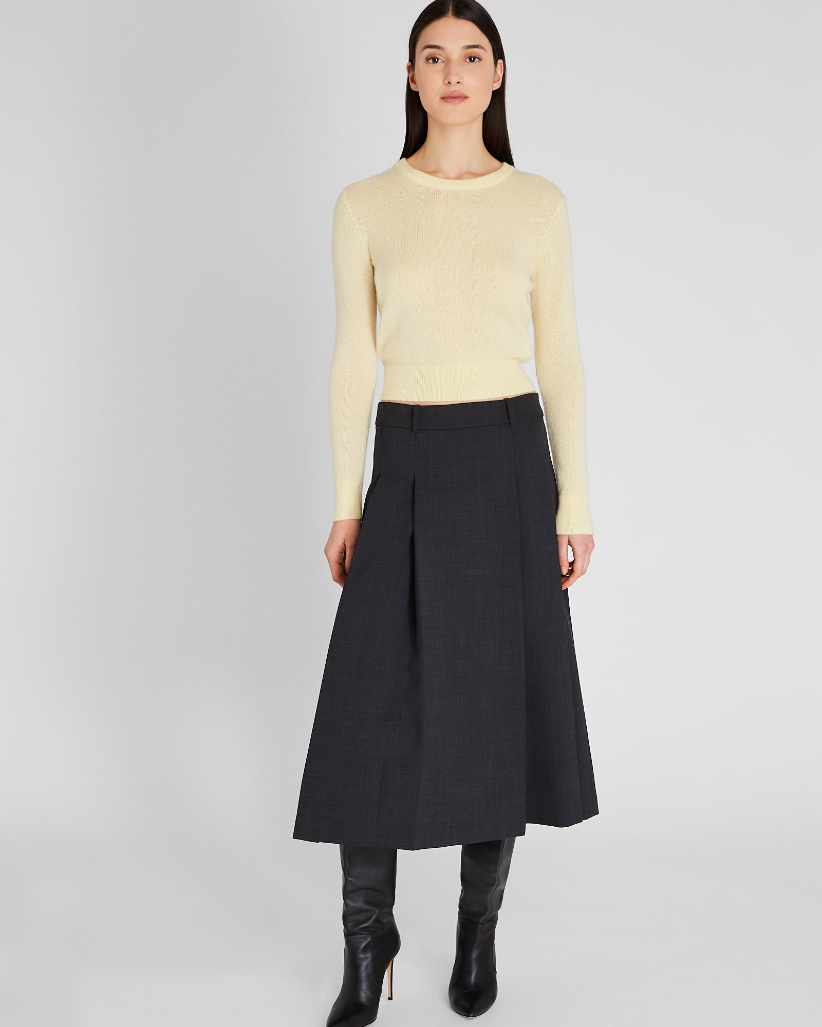 CLUB MONACO - Pull ras du cou en mélange de mohair - Jaune Pâle