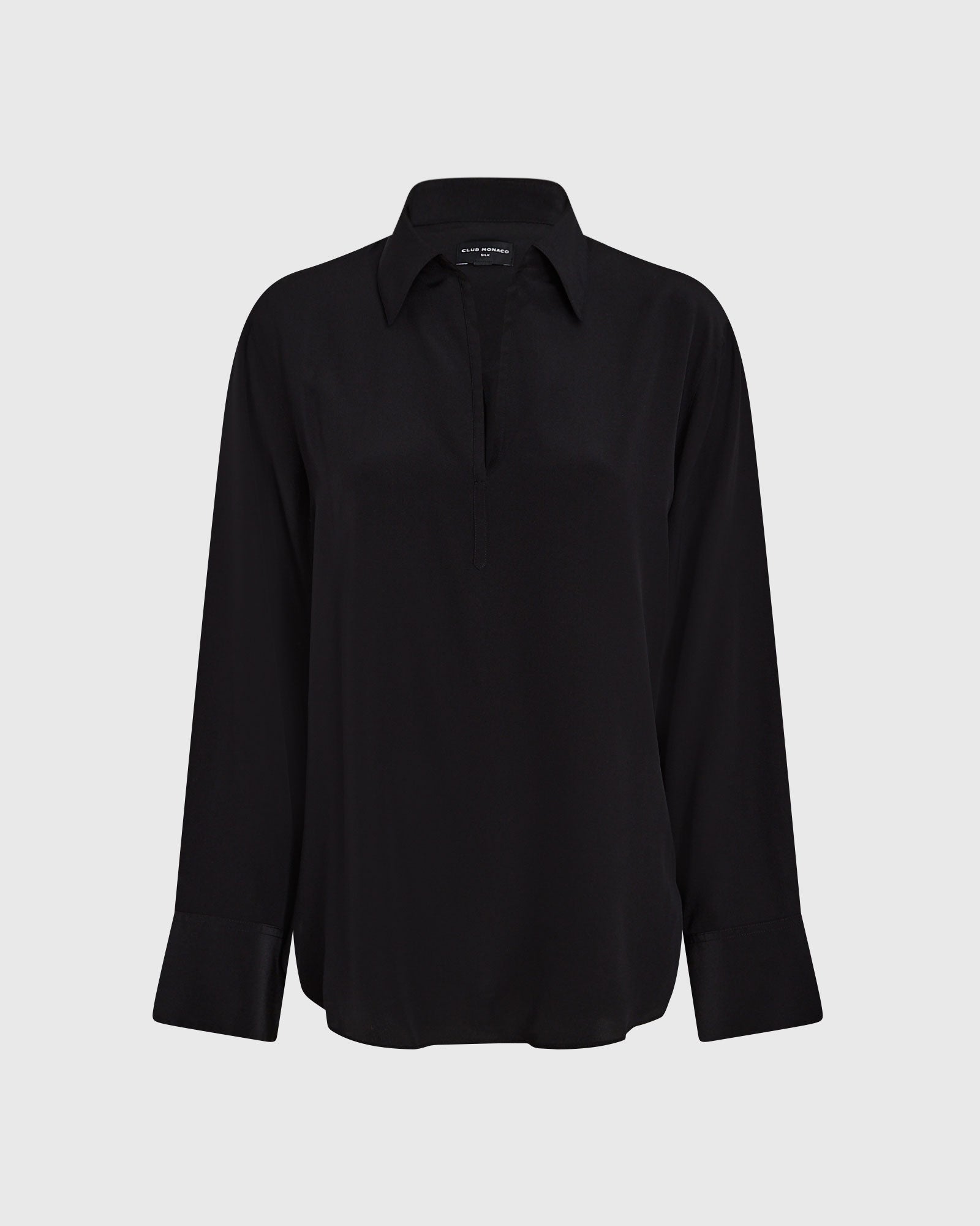 CLUB MONACO - Silk Popover Shirt - Black