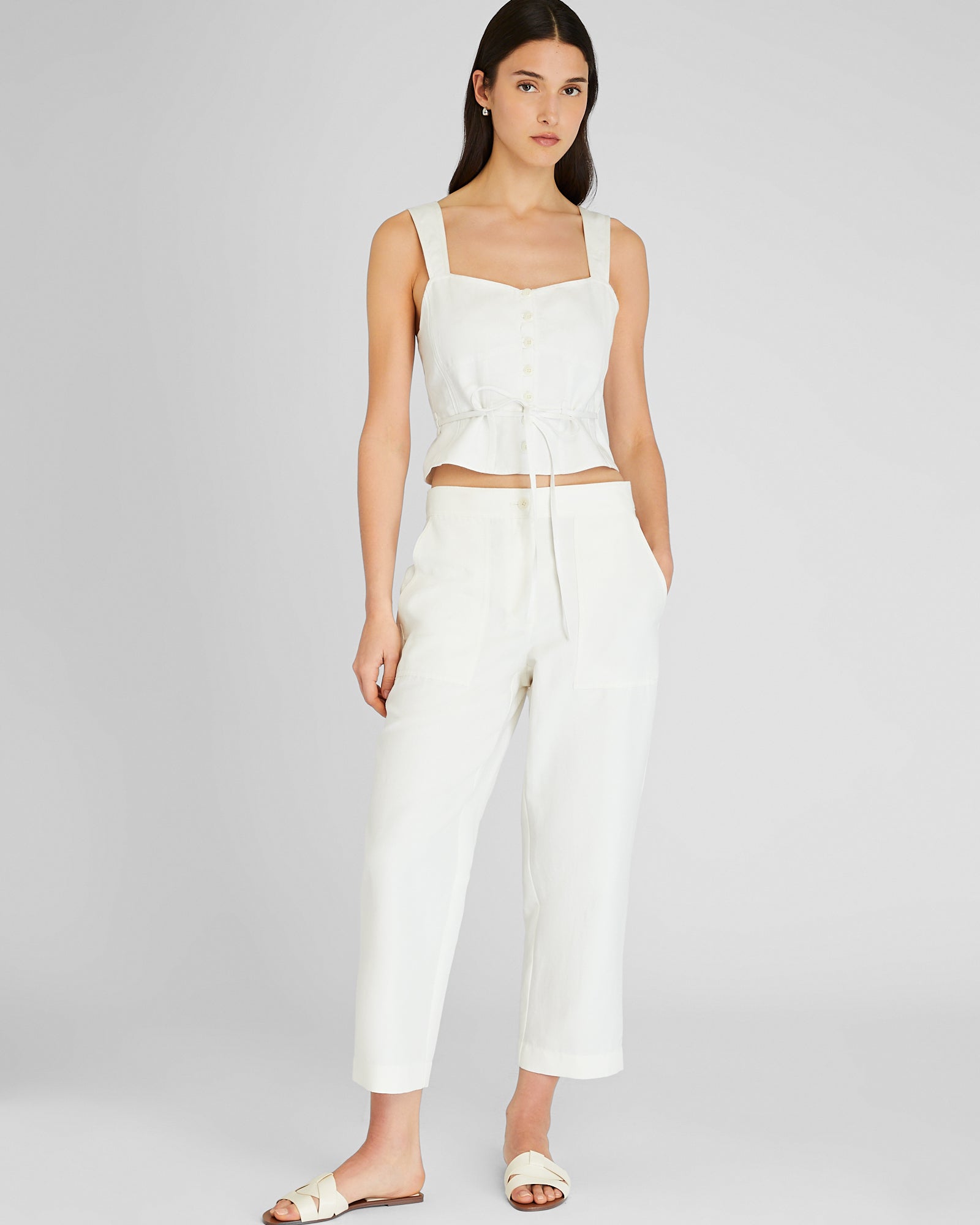 CLUB MONACO - Débardeur à cravate - Blanc