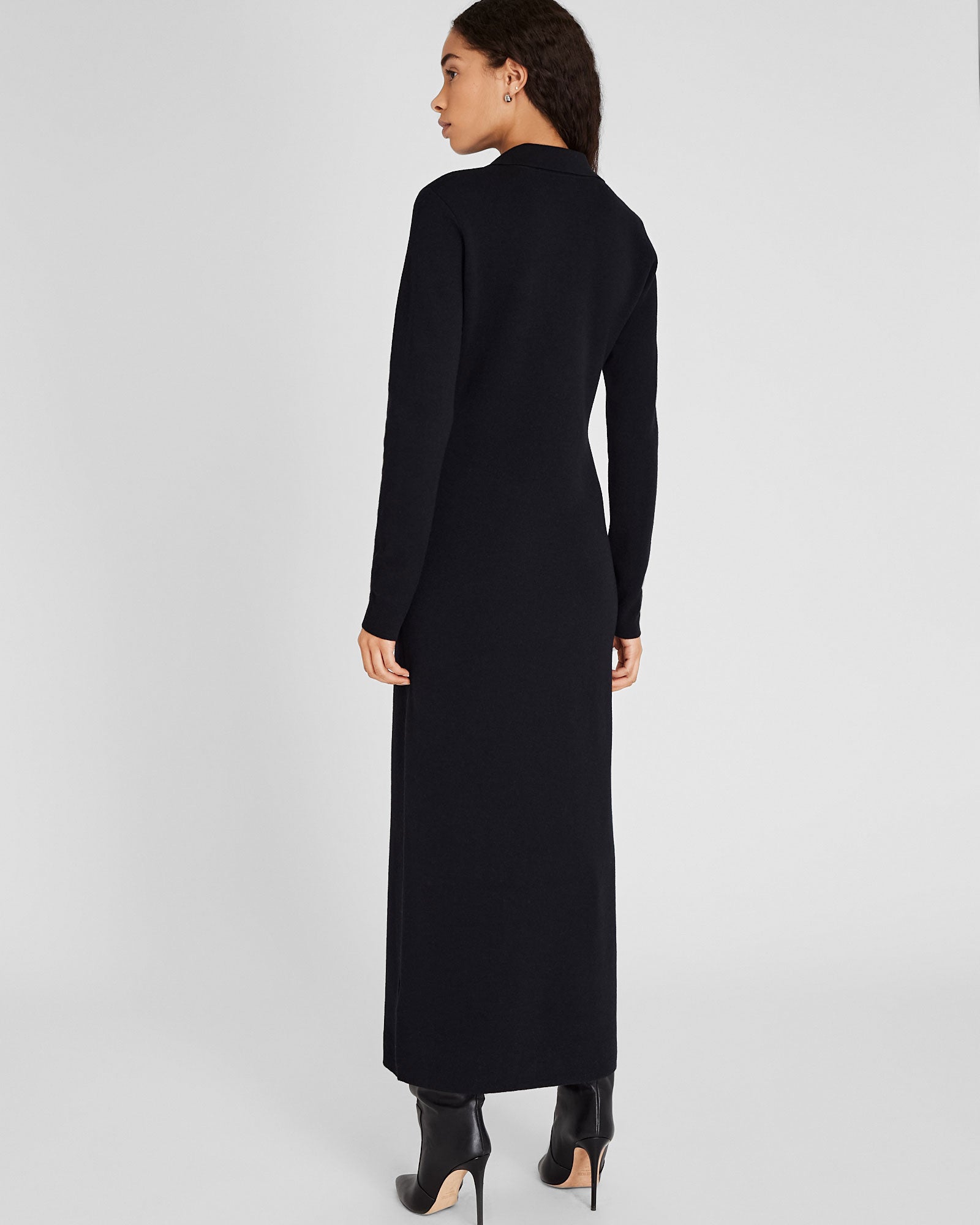 CLUB MONACO - Cashmere Blend Open Collar Maxi Dress - Black
