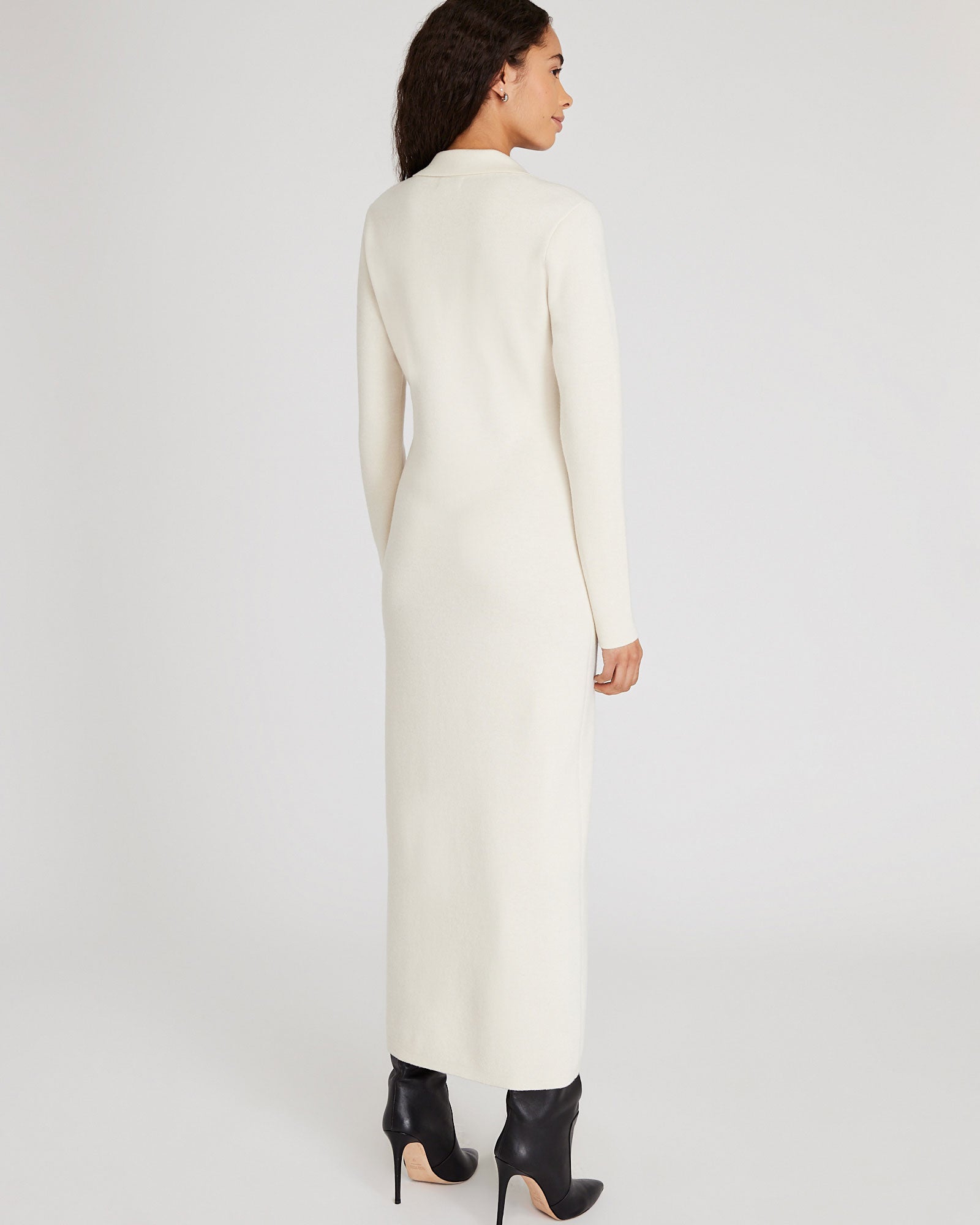 CLUB MONACO - Cashmere Blend Open Collar Maxi Dress - Eggshell