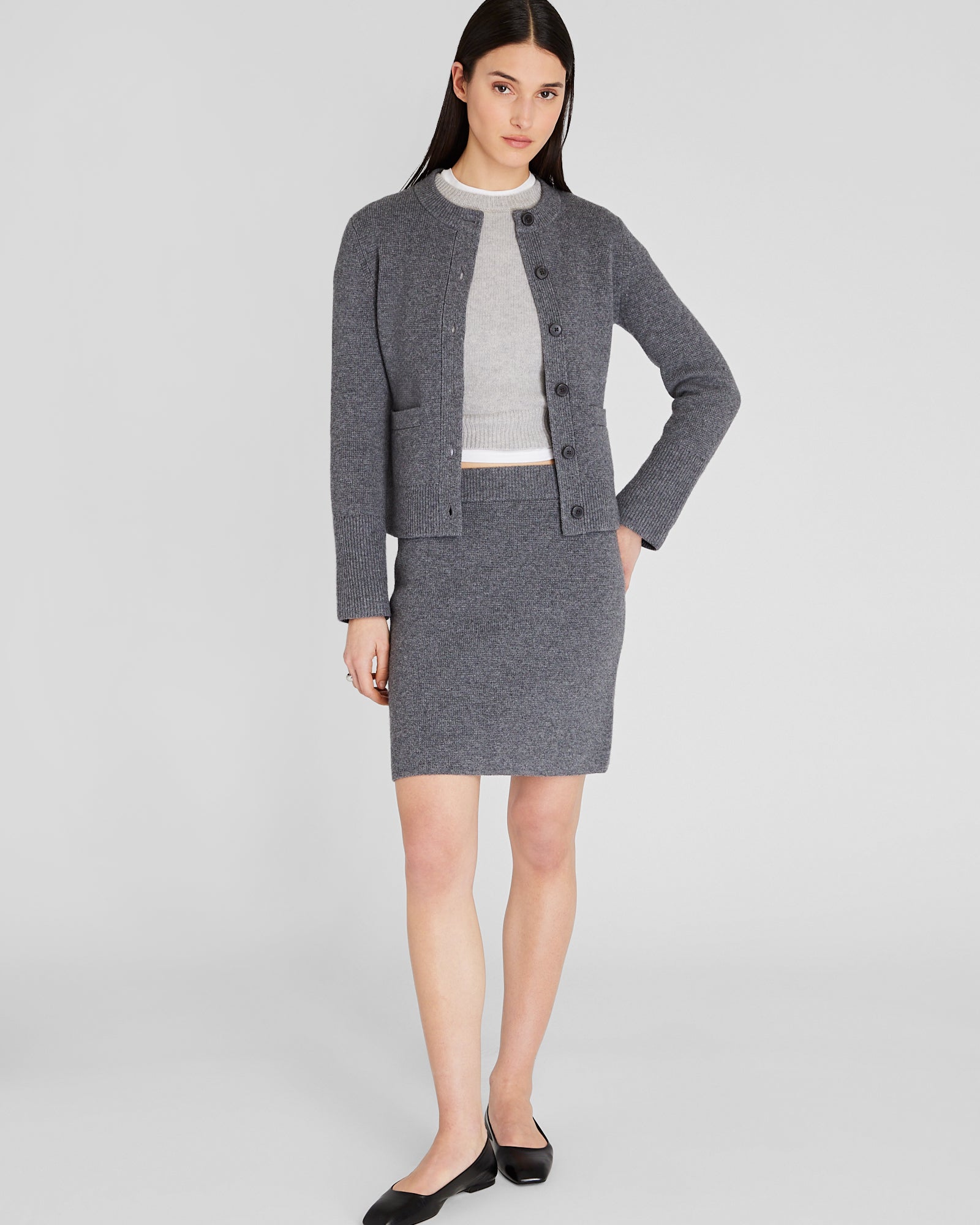 CLUB MONACO - Cashmere Blend Mini Sweater Skirt - Charcoal