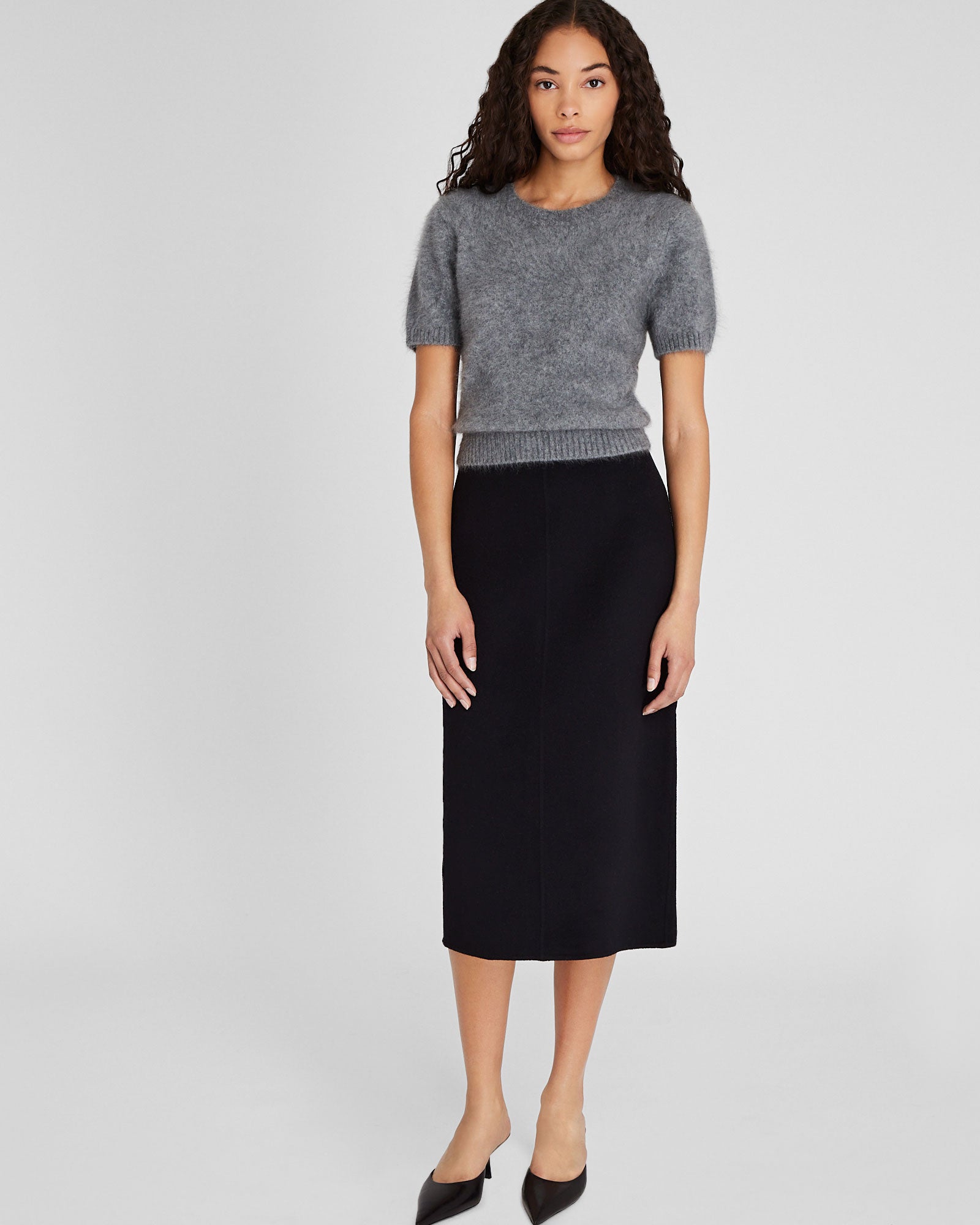 CLUB MONACO - Wool Double-Faced Midi Skirt - Black