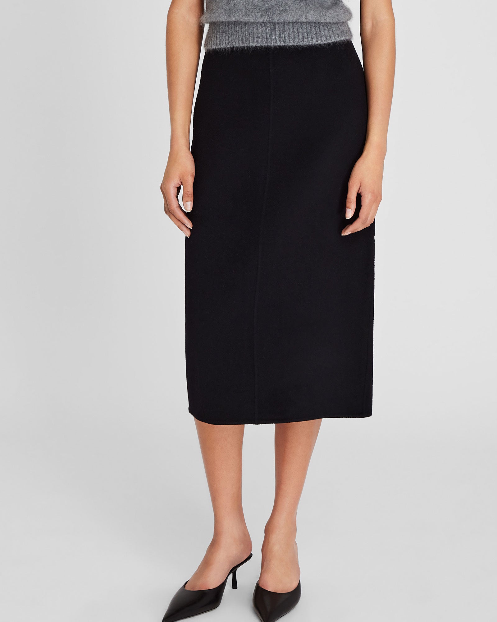 CLUB MONACO - Wool Double-Faced Midi Skirt - Black