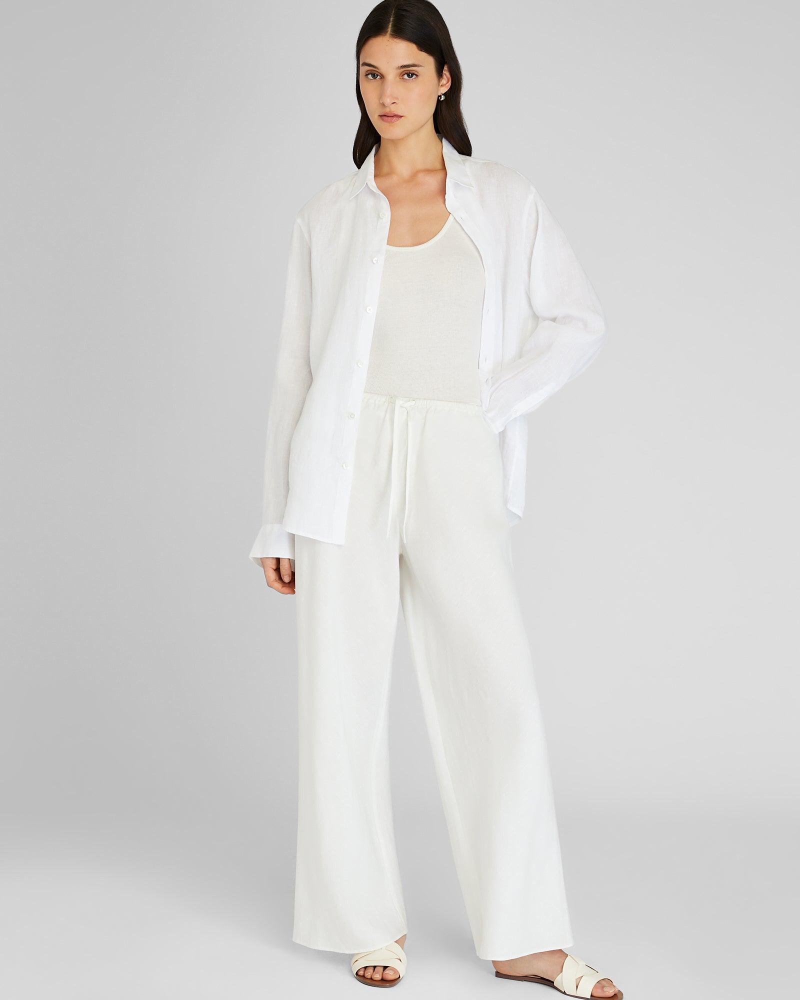 CLUB MONACO - Bias Cut Linen Pant - White