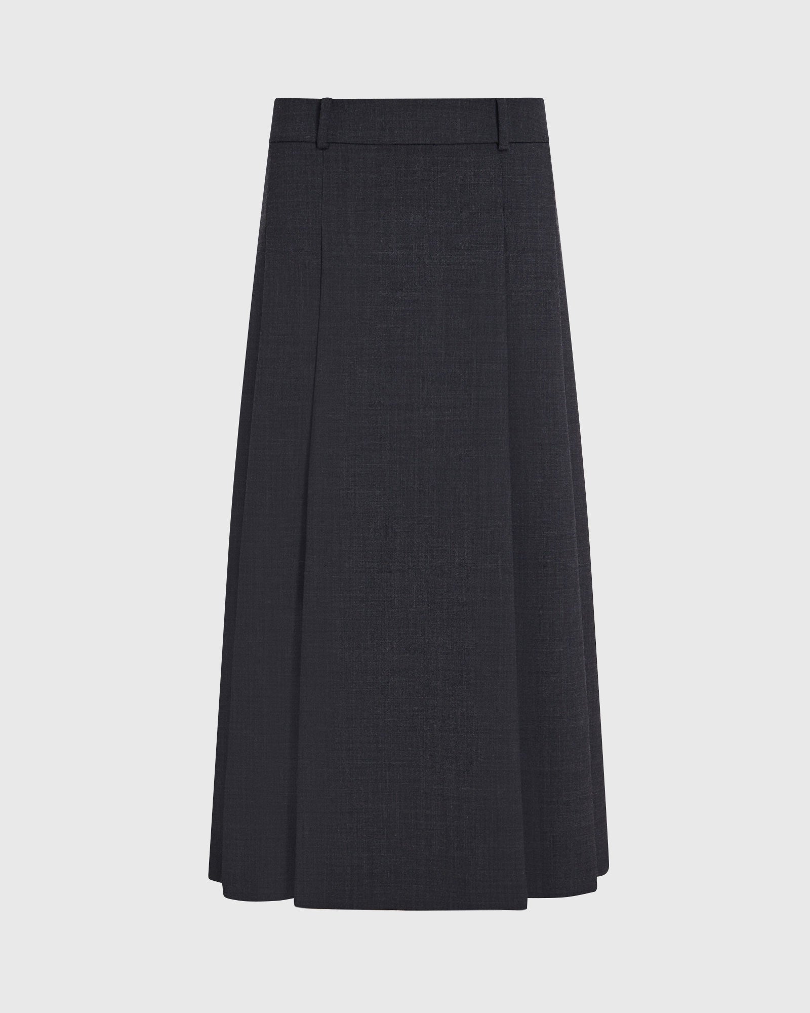 CLUB MONACO - Wool Blend Pleated Midi Skirt - Dark Grey Mix