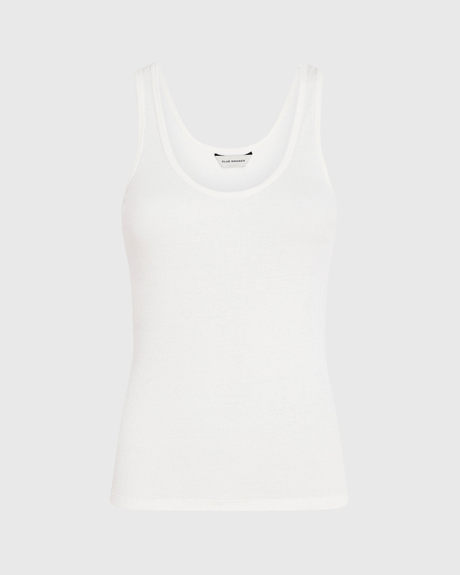 CLUB MONACO - Ribbed Cotton Scoop Tank - White