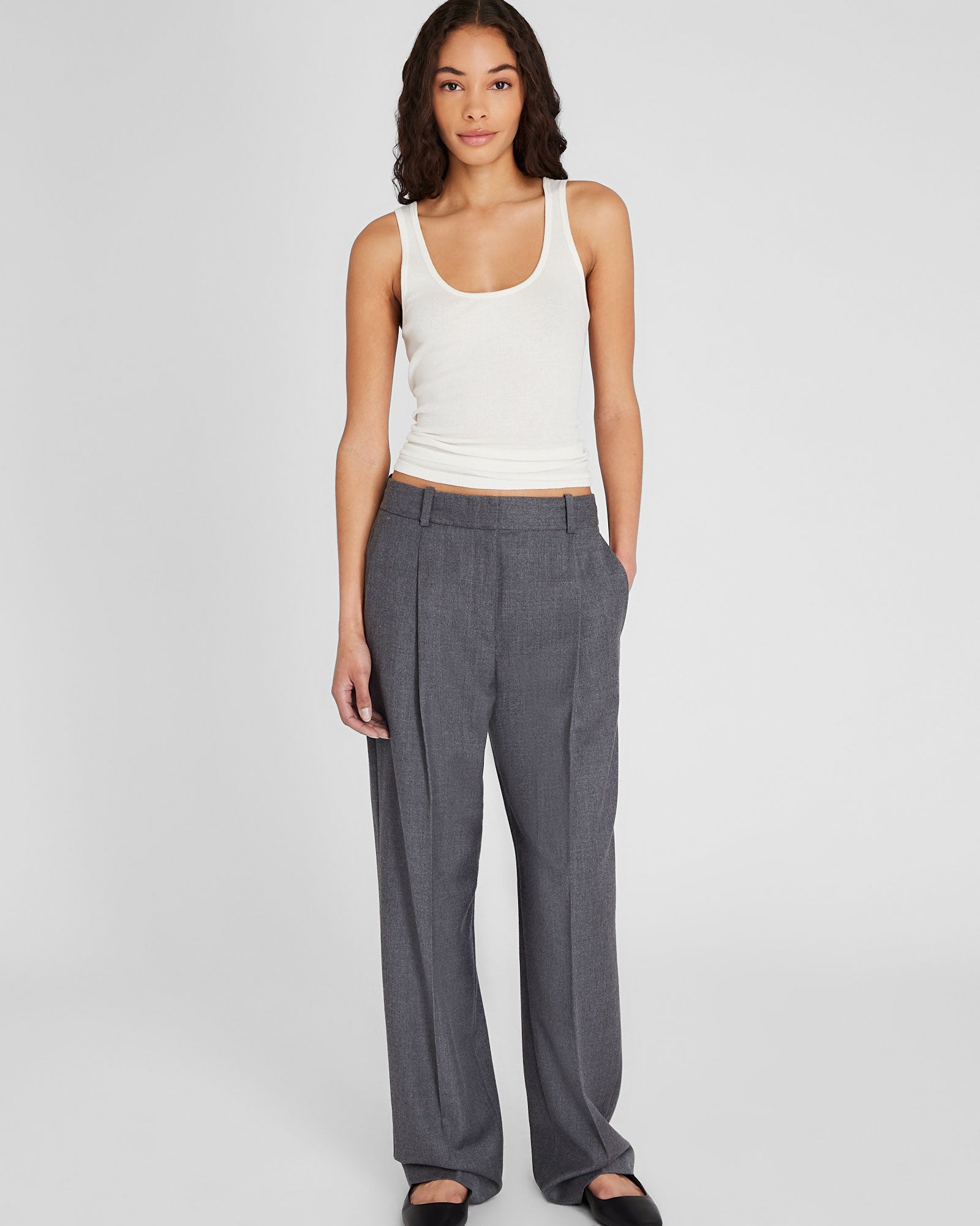 CLUB MONACO - Ribbed Cotton Scoop Tank - White