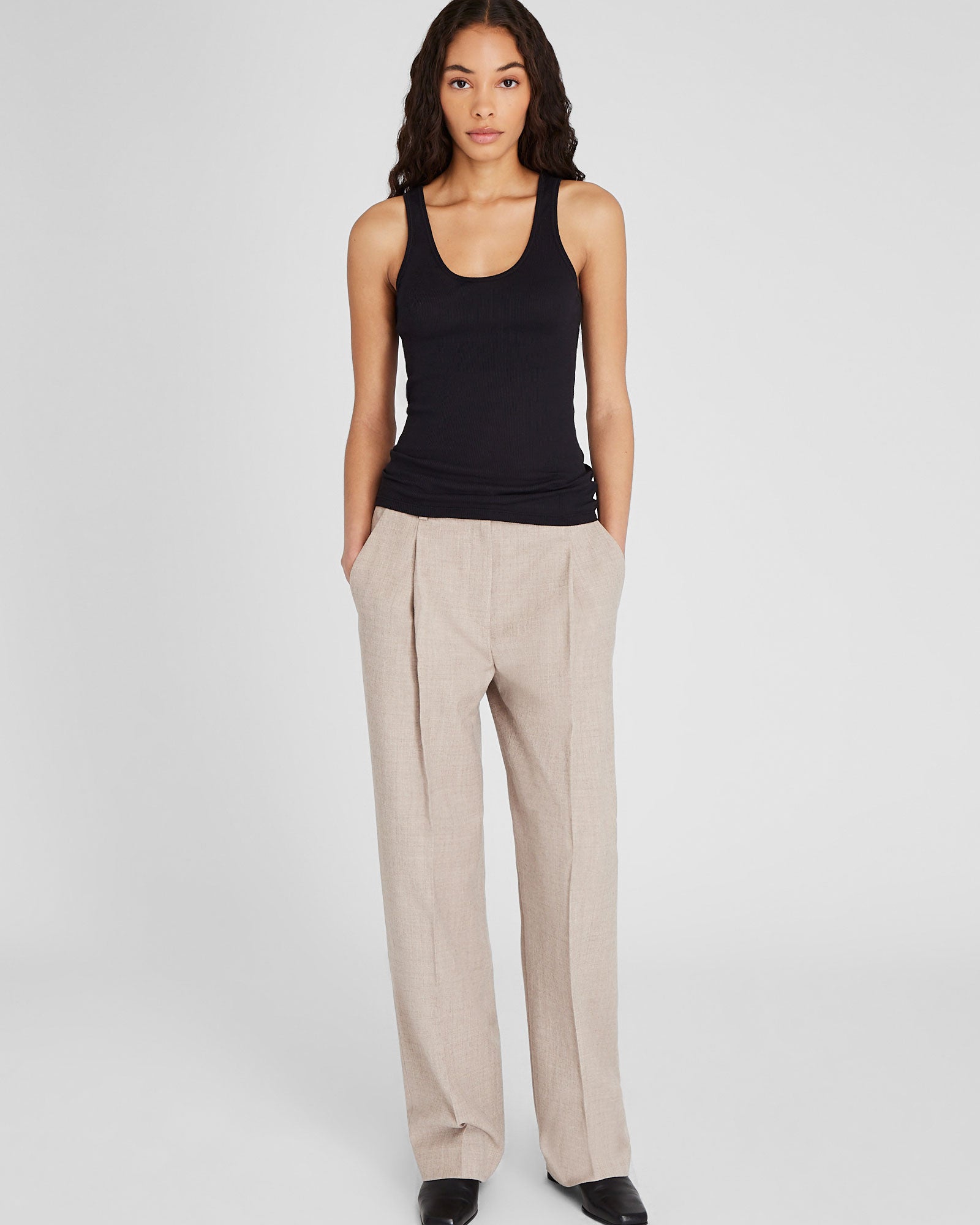 CLUB MONACO - Ribbed Cotton Scoop Tank - Black