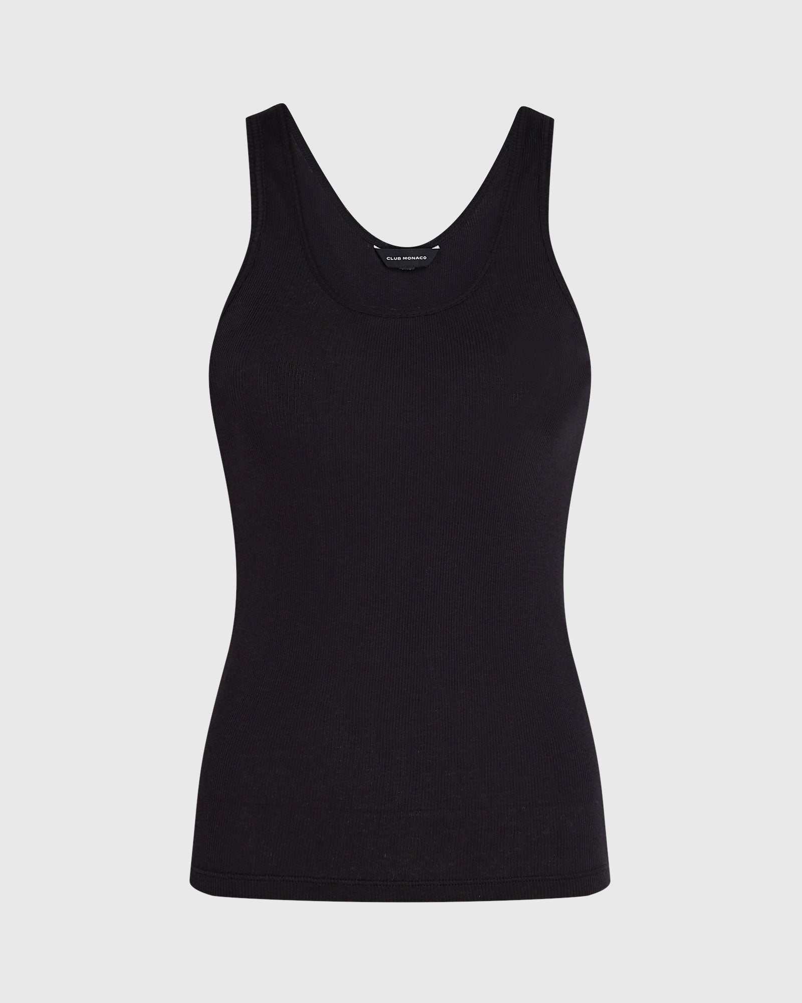 CLUB MONACO - Ribbed Cotton Scoop Tank - Black