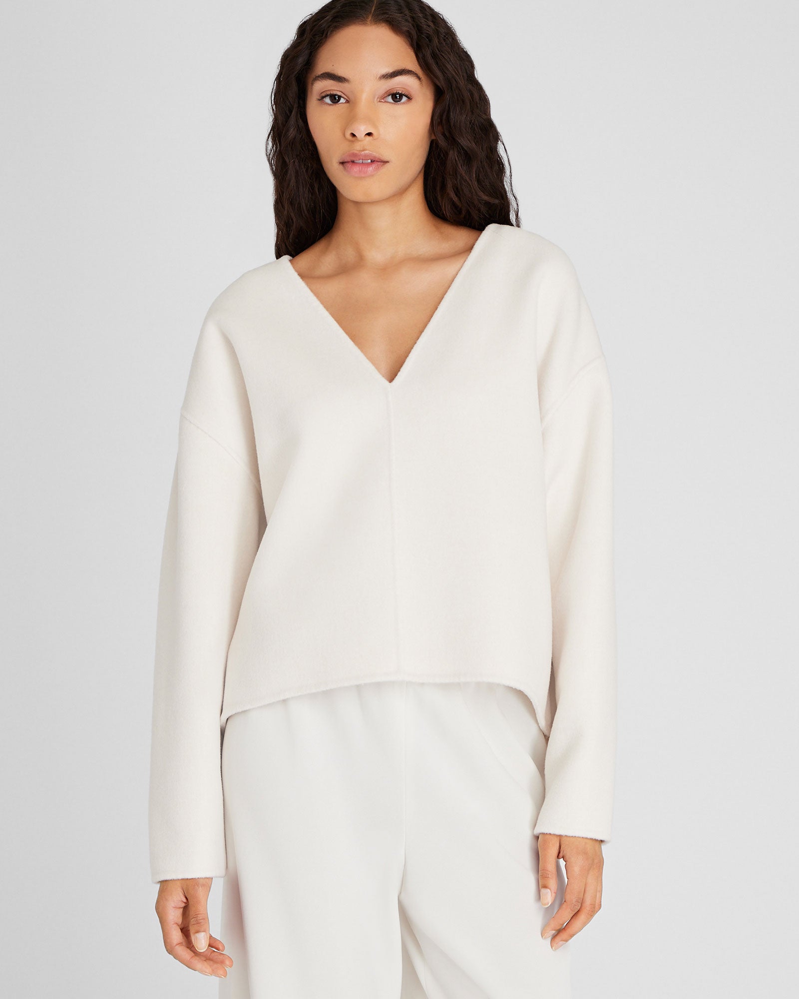 CLUB MONACO - Double-Faced Wool Blend Sweater Top - Ivory