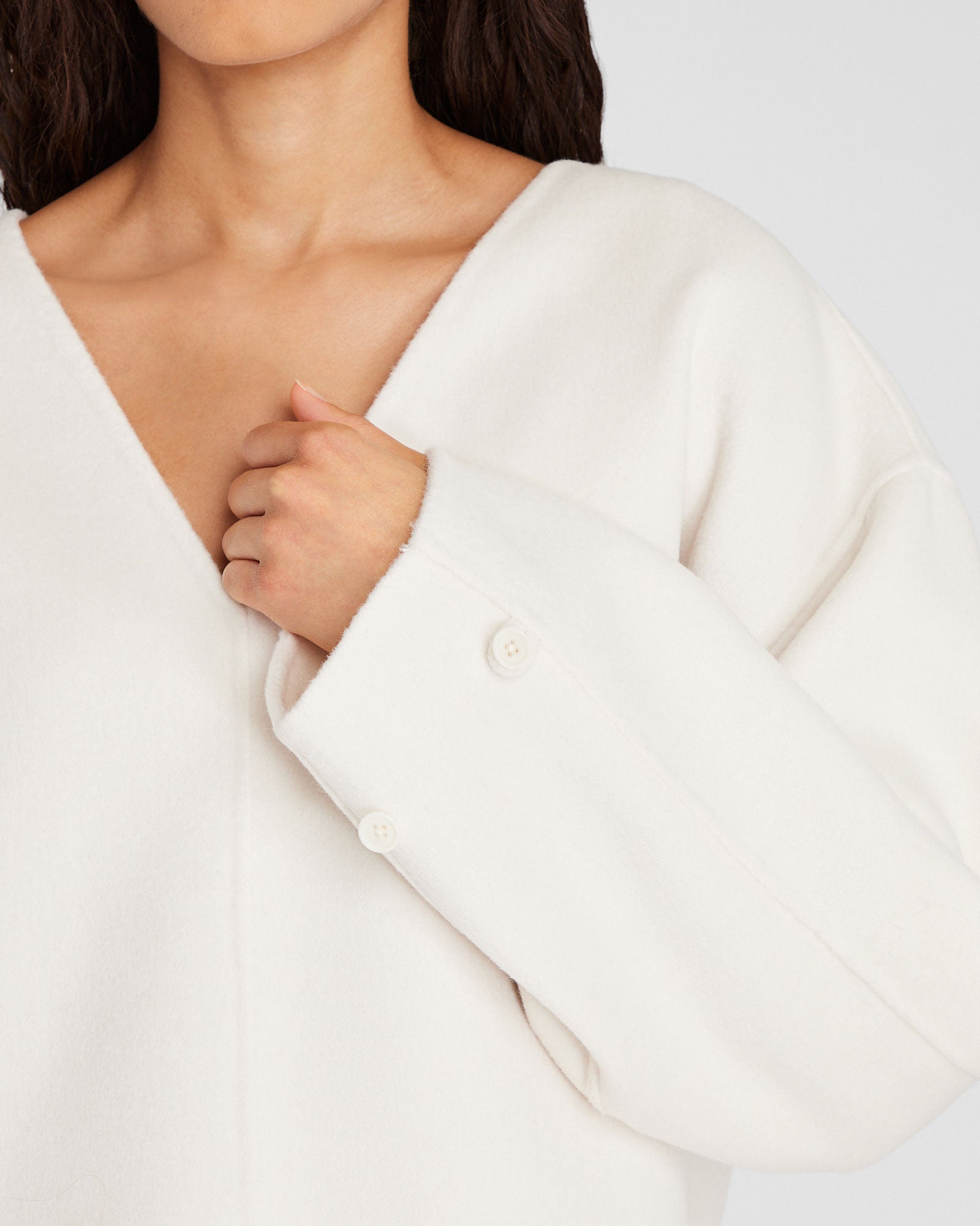 CLUB MONACO - Double-Faced Wool Blend Sweater Top - Ivory