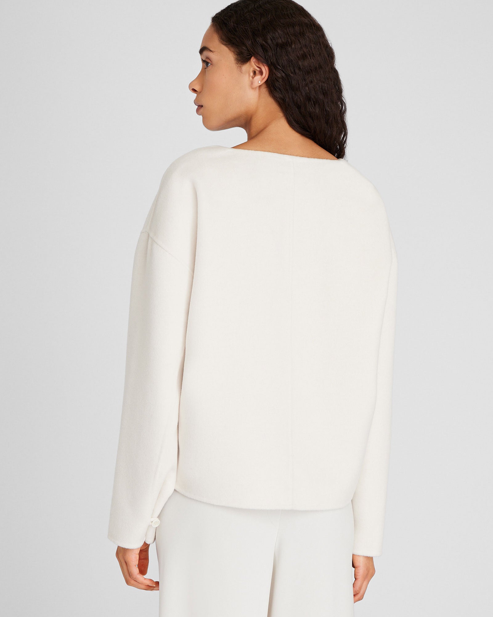 CLUB MONACO - Double-Faced Wool Blend Sweater Top - Ivory