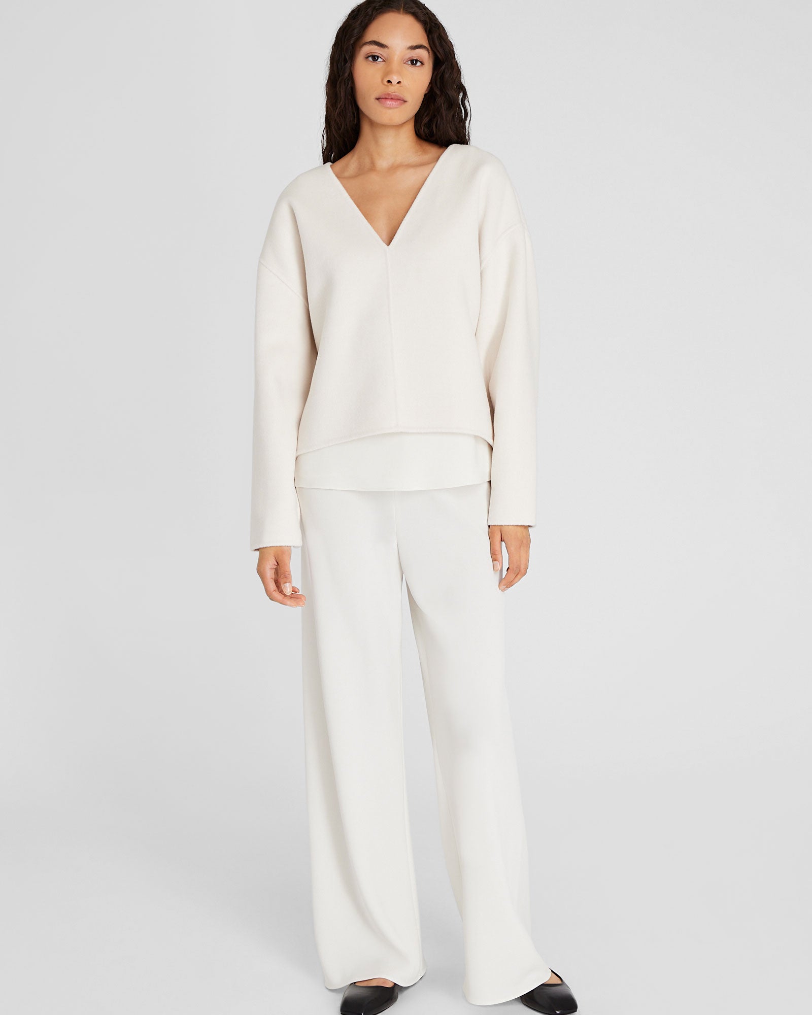 CLUB MONACO - Double-Faced Wool Blend Sweater Top - Ivory