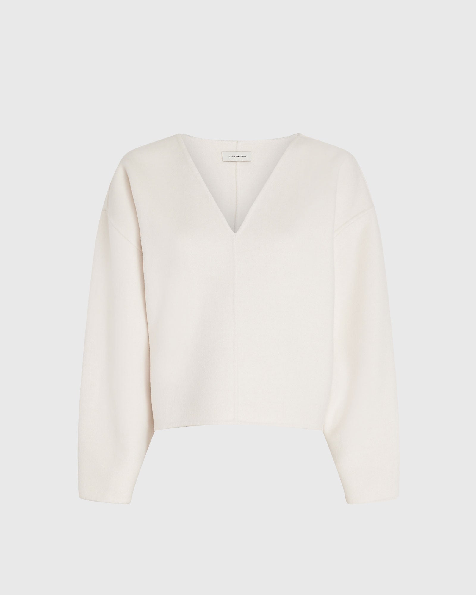 CLUB MONACO - Double-Faced Wool Blend Sweater Top - Ivory