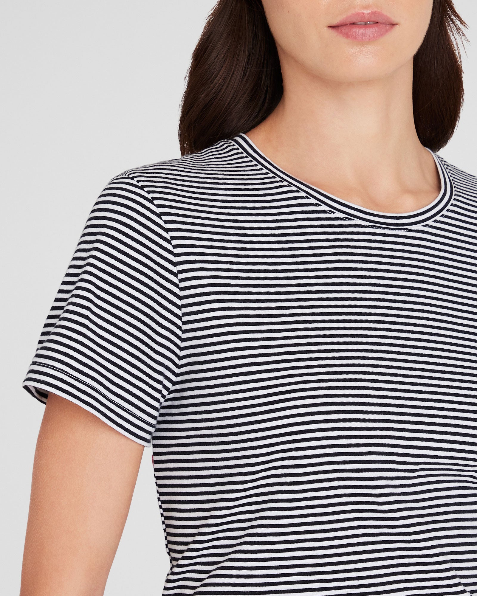 CLUB MONACO - The Striped Crew Neck Tee - White Base Stripe