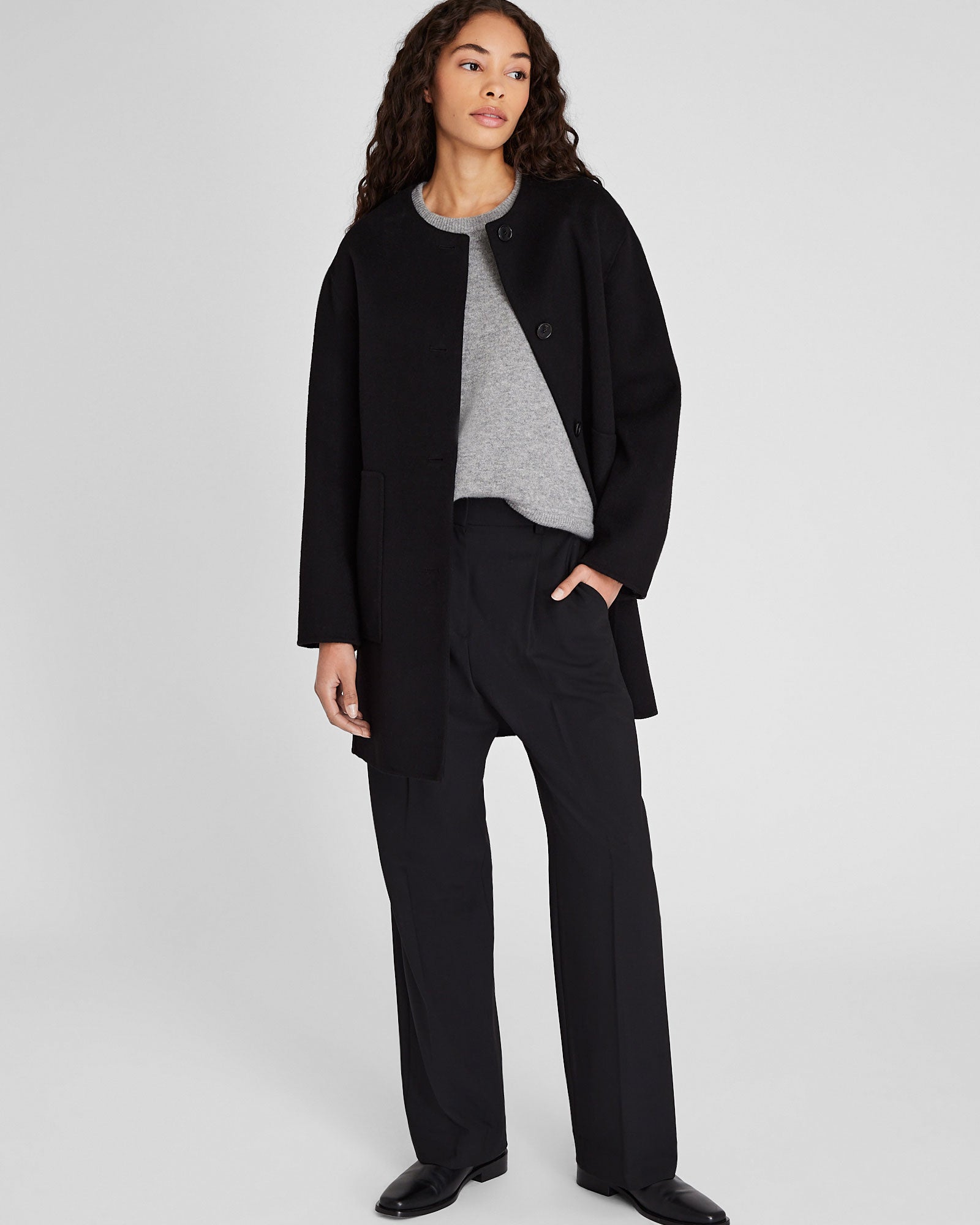 CLUB MONACO - Capsule Collarless Cashmere Blend Jacket - Black