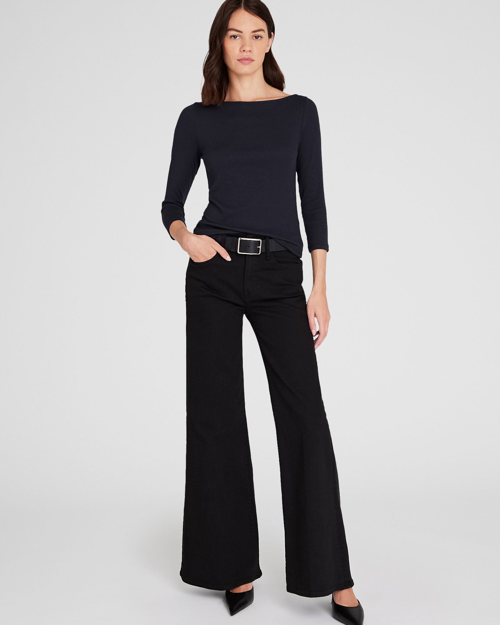 CLUB MONACO - Bowee Boatneck Tee - Black