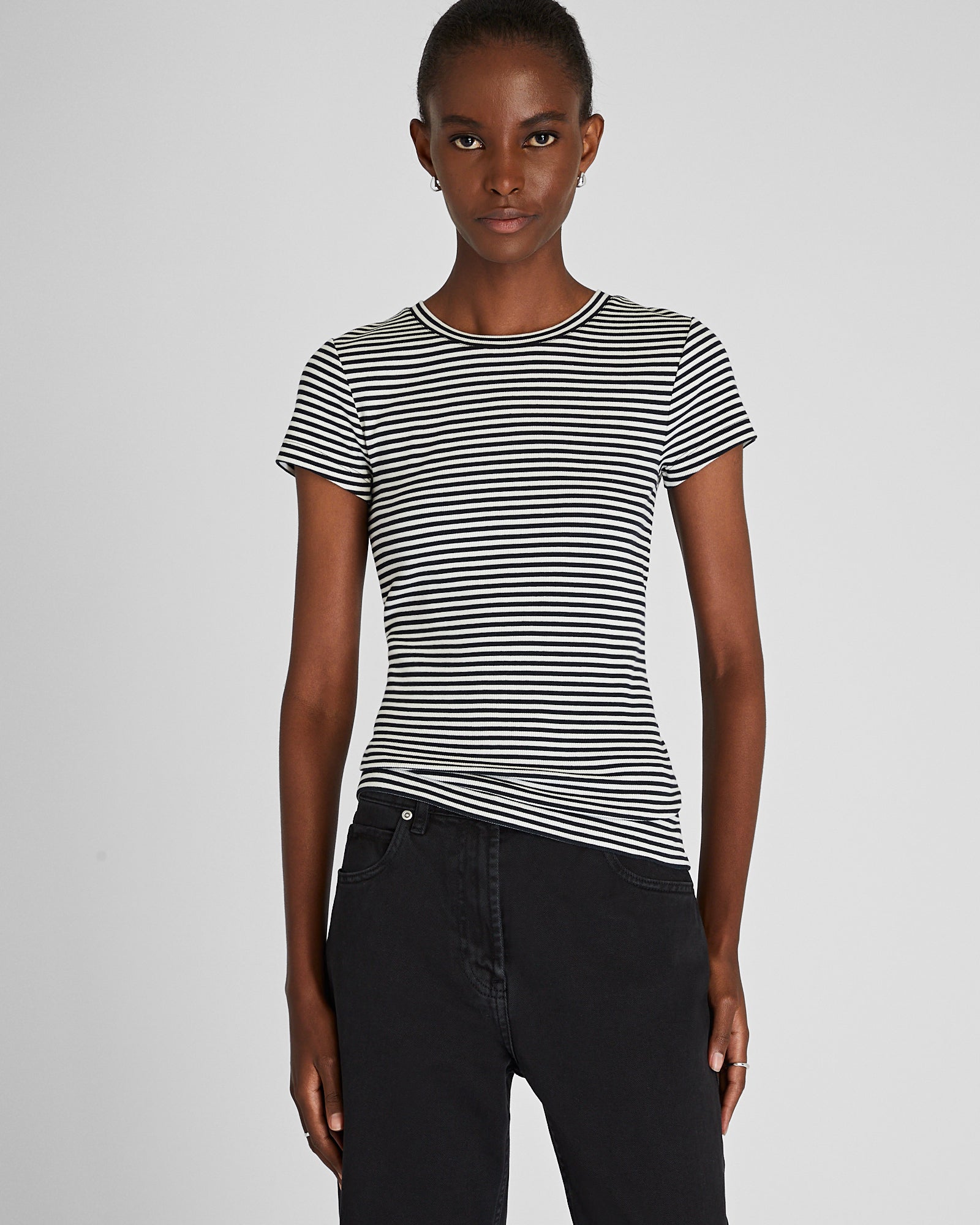 CLUB MONACO - T-shirt rayé Bowee - Base Blanche Rayée